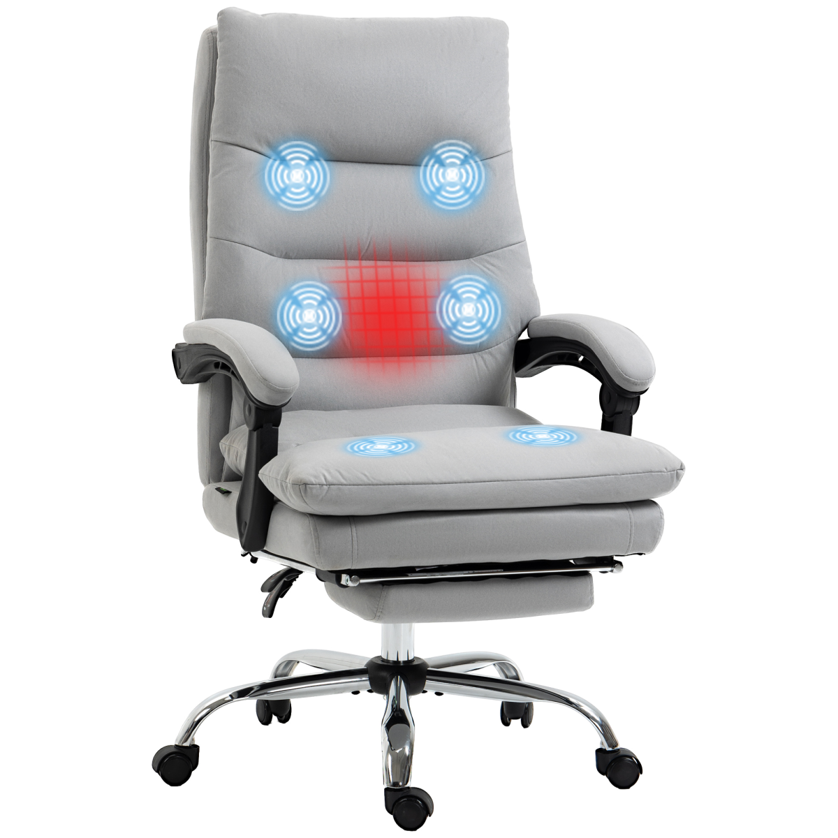 Vinsetto Microfibre Vibration Massage Office Chair With Heat, Footrest, Grey