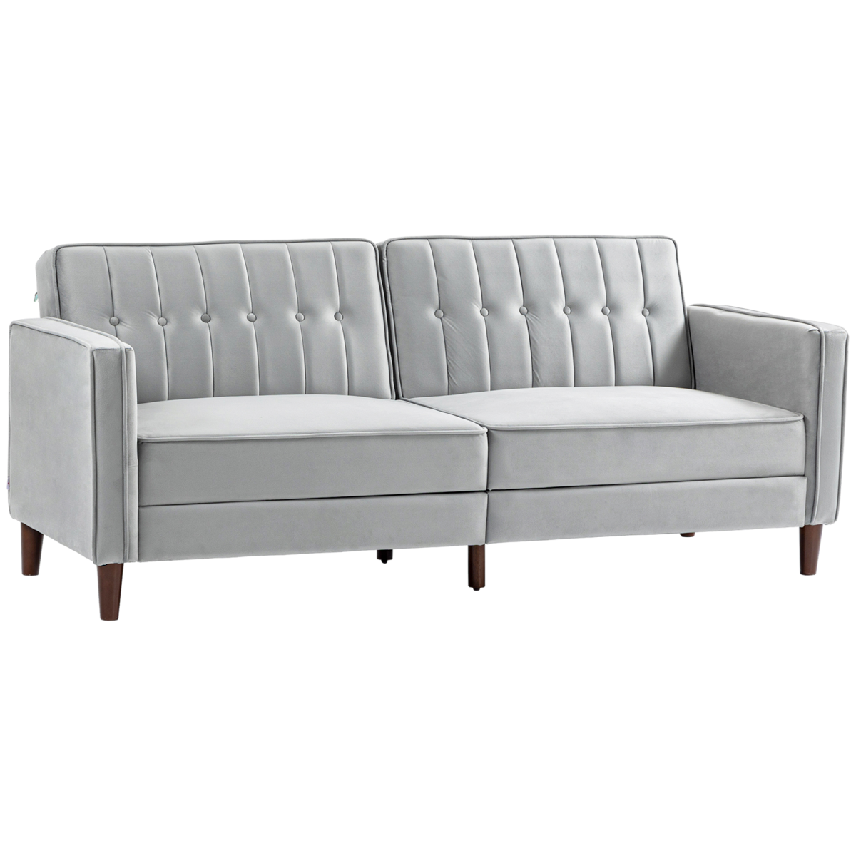 Homcom Convertible Sofa Futon Velvet-Touch Tufted Couch Sofa Bed Split Back Grey