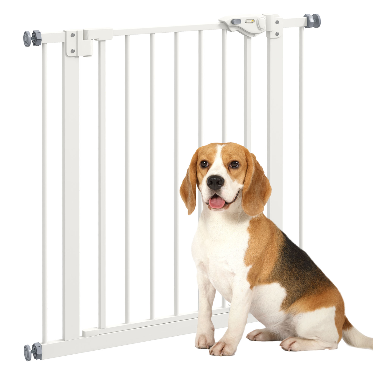 Pawhut Adjustable Safety Gate W/ 1 Extensions And Four Adjustable Screws, White
