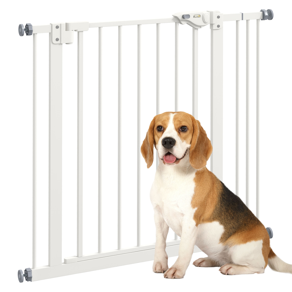 Pawhut Adjustable Safety Gate W/ 1 Extensions And Four Adjustable Screws, White