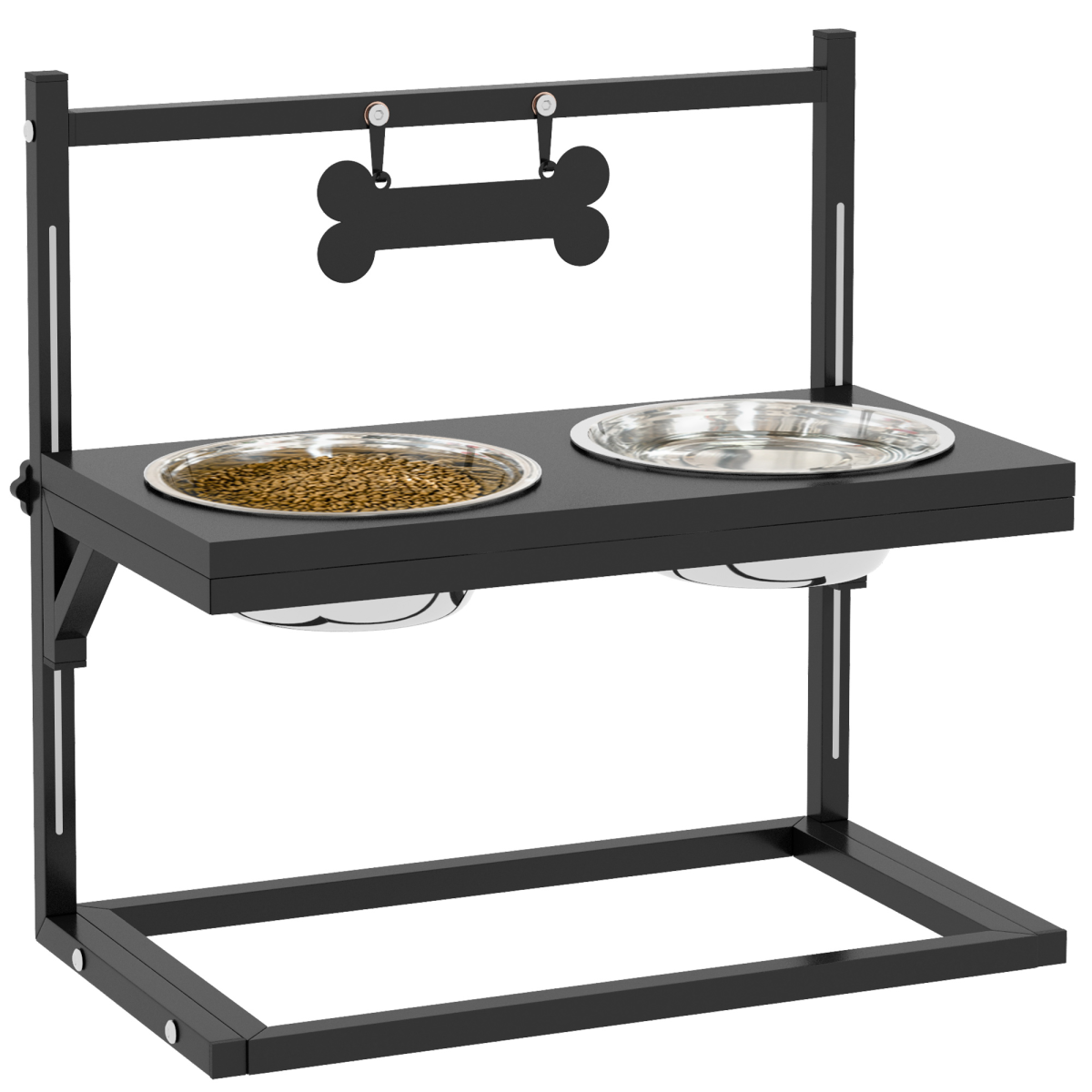 Pawhut Raised Dog Bowl W/ Adjustable Height Stand For Small Medium Large Dogs