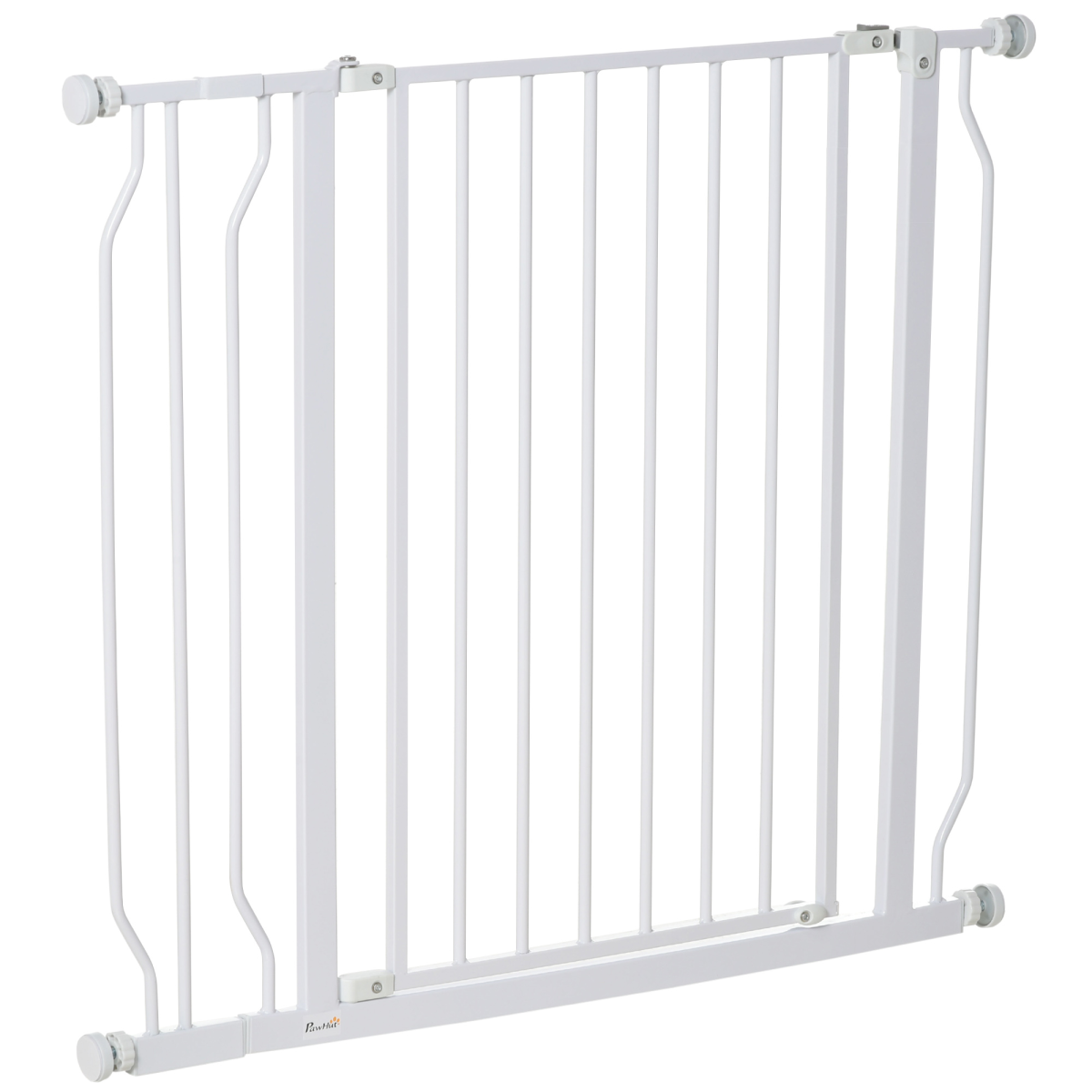 Pawhut Dog Gate Wide Stair Gate With Door Pressure Fit, 75-95w Cm, White