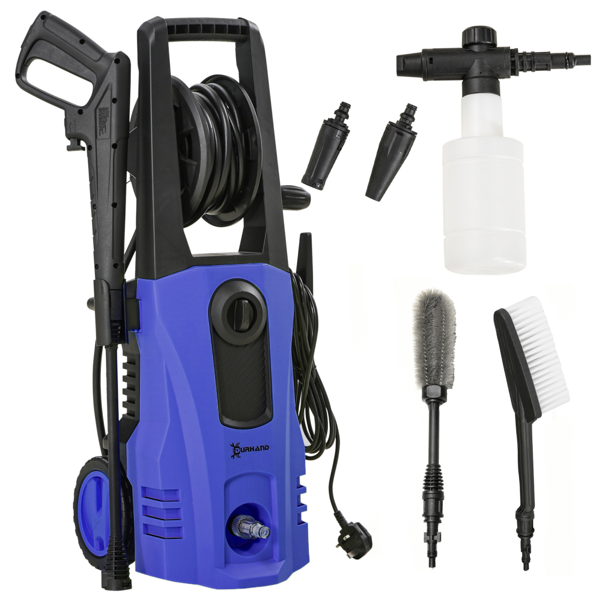 Durhand Portable Power Washer 1800w, 150 Bar, 510 L/H For Garden, Car, Blue