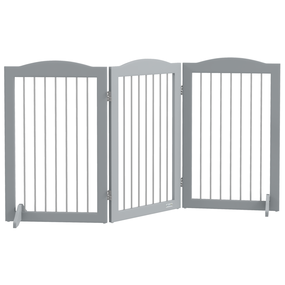 Pawhut Foldable Dog Gate, Freestanding Pet Gate With Two Support Feet - Grey