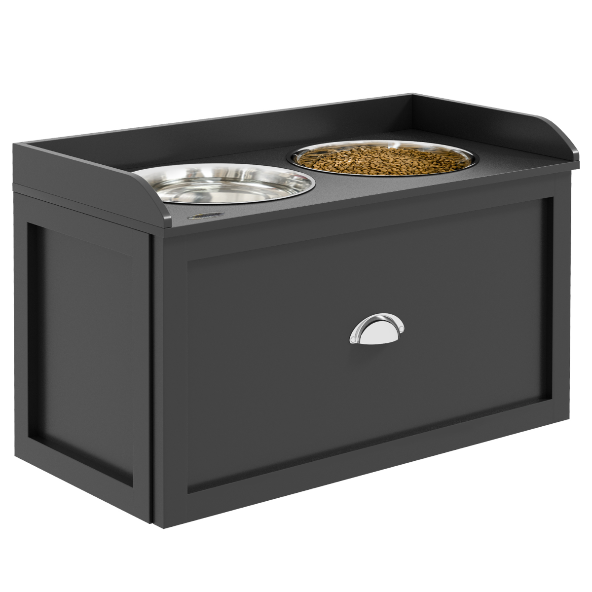 Pawhut Stainless Steel Raised Dog Bowl W/ 21l Storage Drawer, For Large Dogs