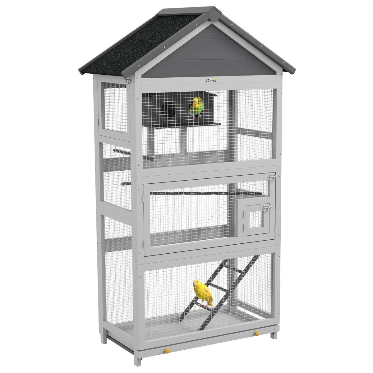 Pawhut Bird Cage W/ Stands For Finches, Parakeets, Small Birds - Grey