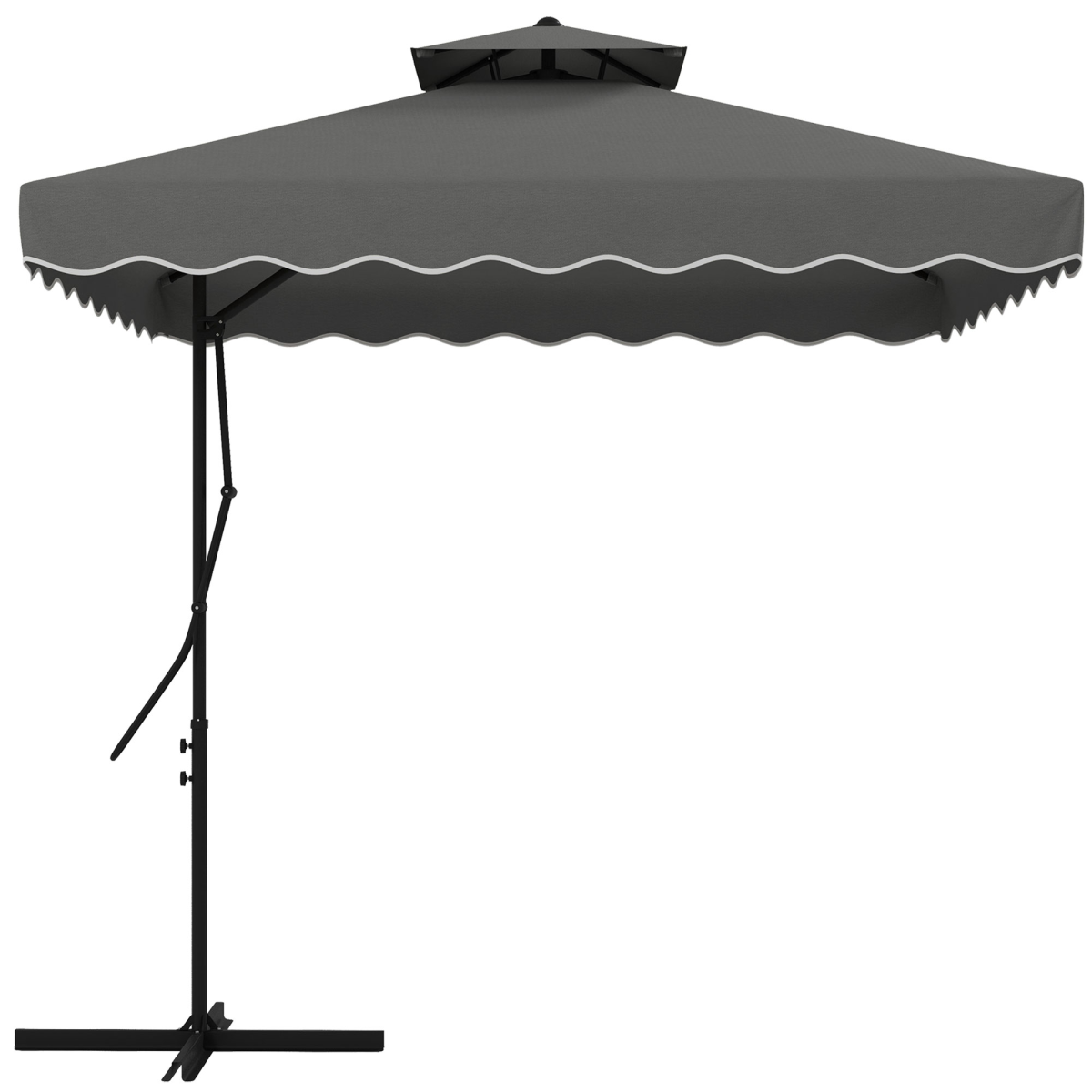 Outsunny 2.5m Square Cantilever Garden Parasol Umbrella With Cross Base, Grey