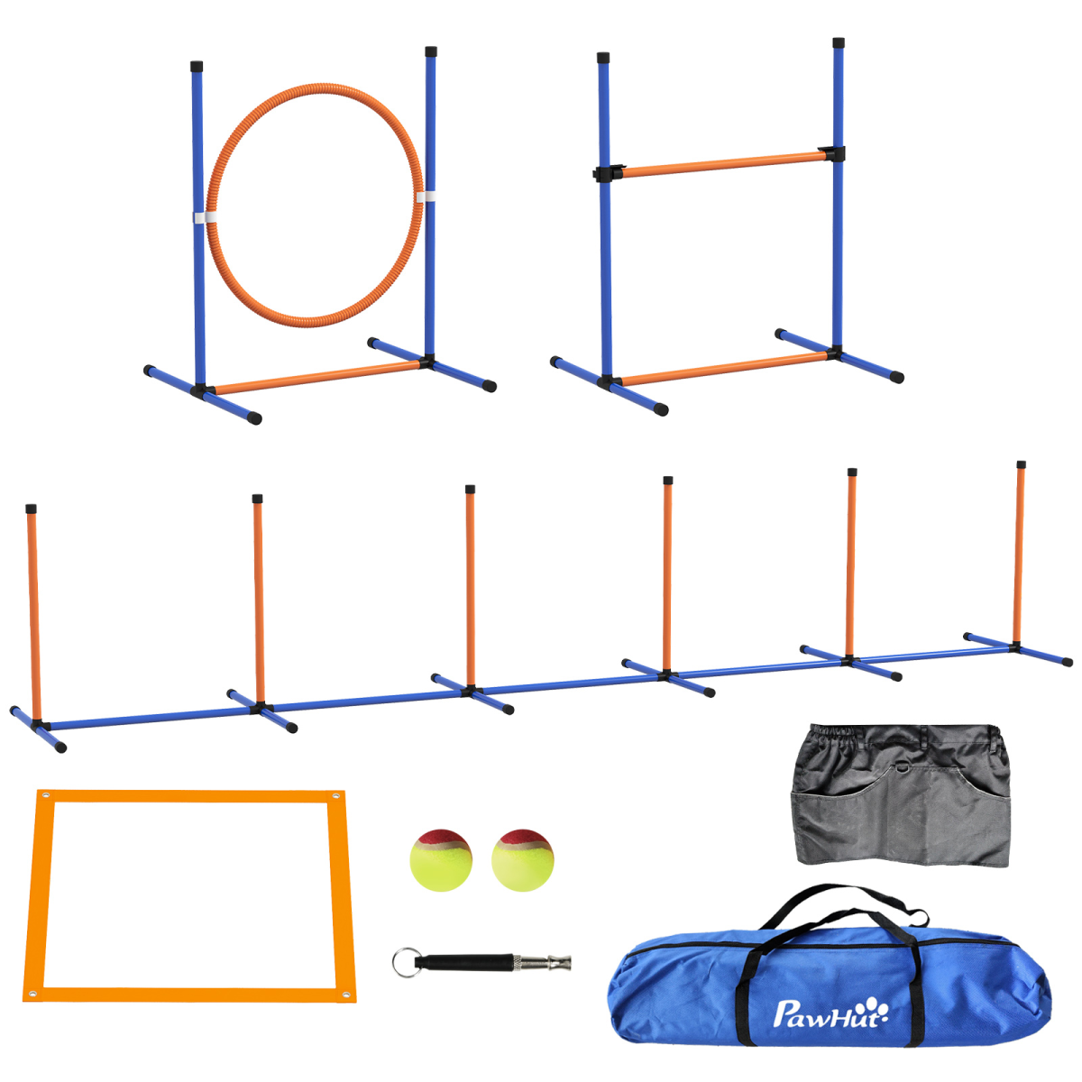 Pawhut 8 Piece Dog Agility Equipment Set, Outdoor Agility Kit For Pet, Orange