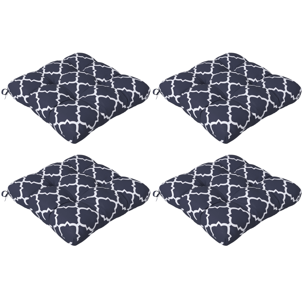 Outsunny Set Of 4 Outdoor Seat Cushion With Ties, For Garden Furniture, Beige