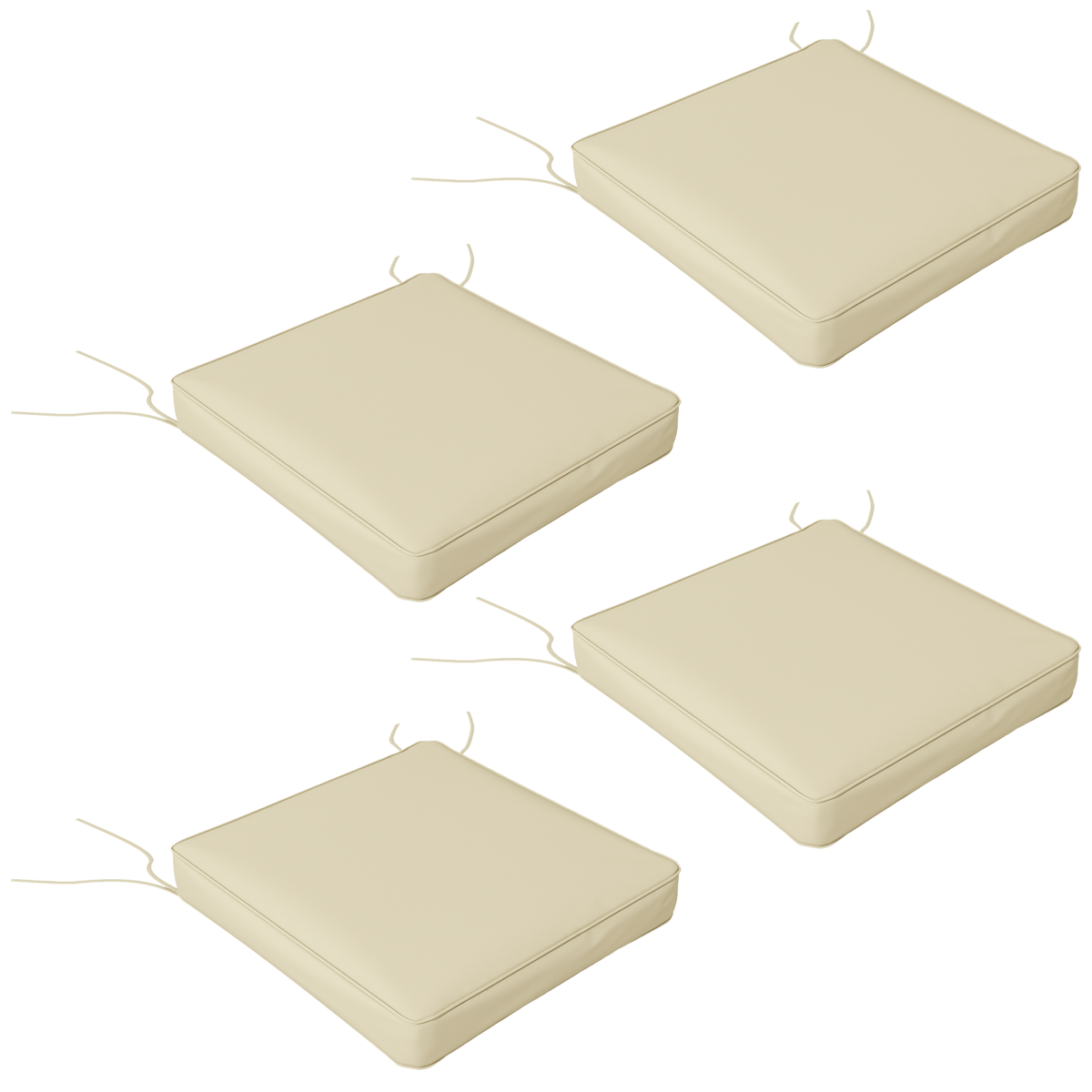 Outsunny Set Of 4 Outdoor Seat Cushion With Ties, For Patio Furniture, Beige