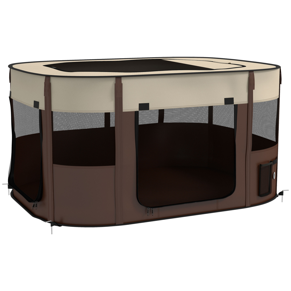Pawhut Portable Dog Pen For Puppies, Rabbits, Kittens, Guinea Pigs - Brown