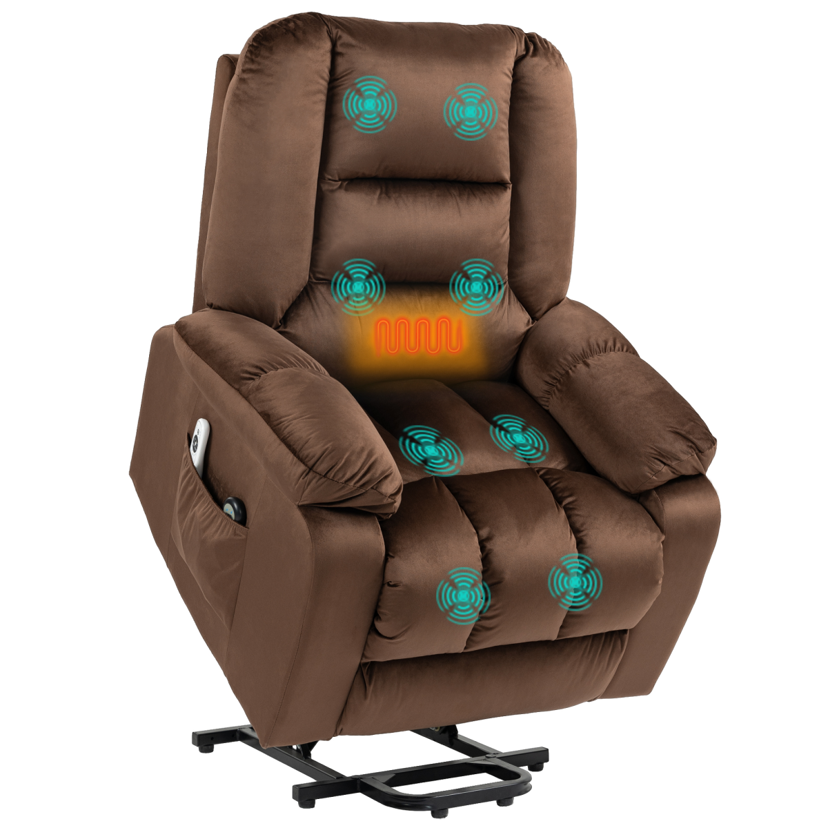 Homcom Lift Chair With Vibration Massage, Heat, Quick Assembly, Brown