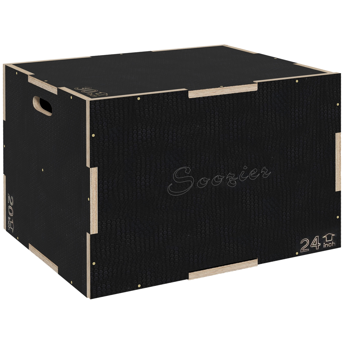 Sportnow 41/51/61cm Plyometric Jump Box, Wooden Plyo Box For Home Gym