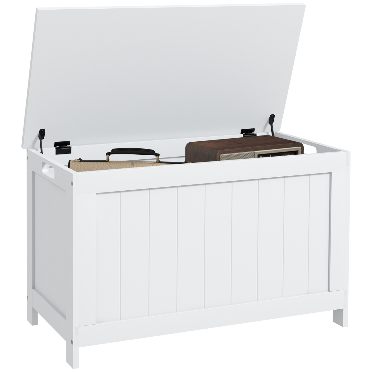 Homcom Storage Chest With 2 Safety Hinges, Storage Bench For Living Room