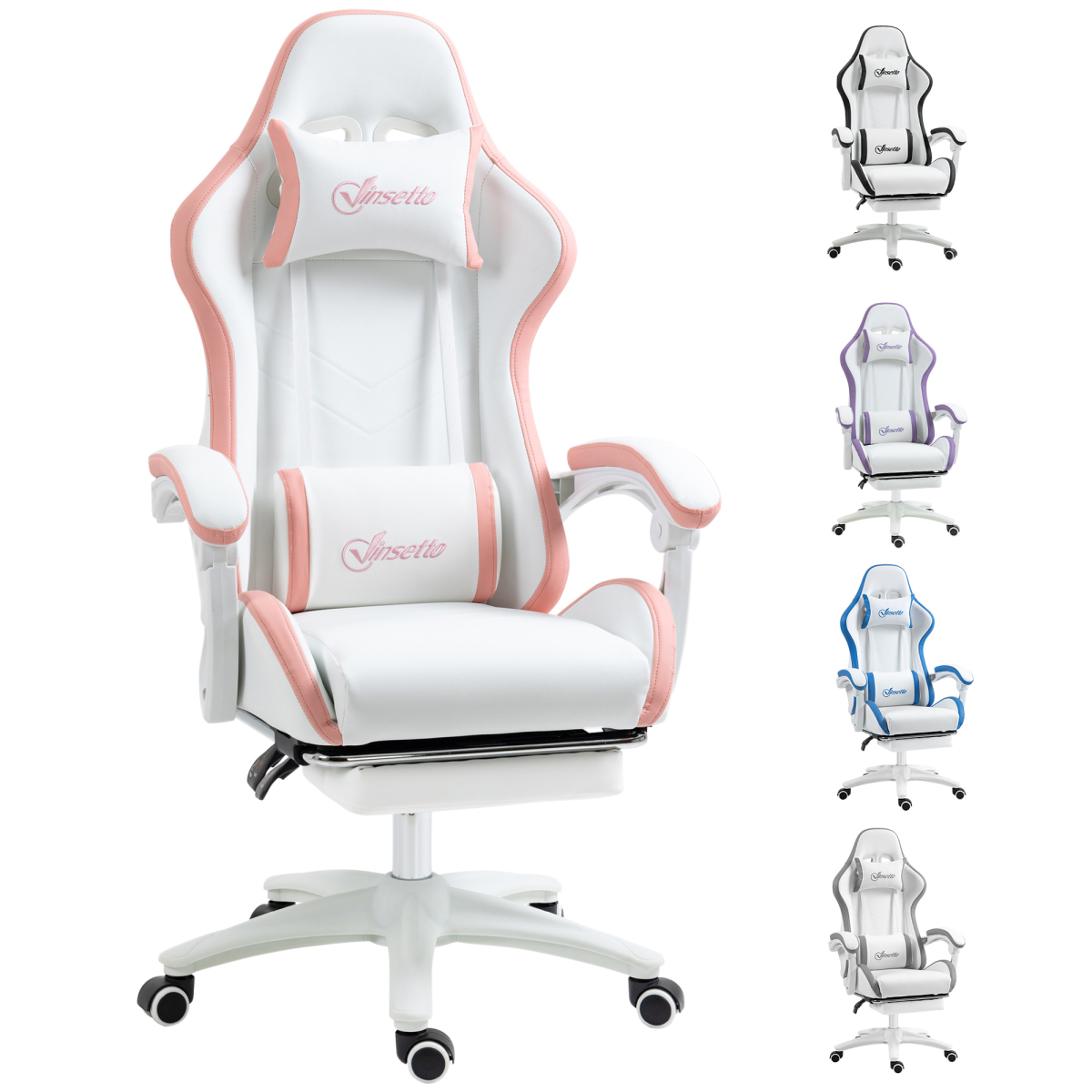 Vinsetto Racing Style Gaming Chair With Reclining Function Footrest, Blue