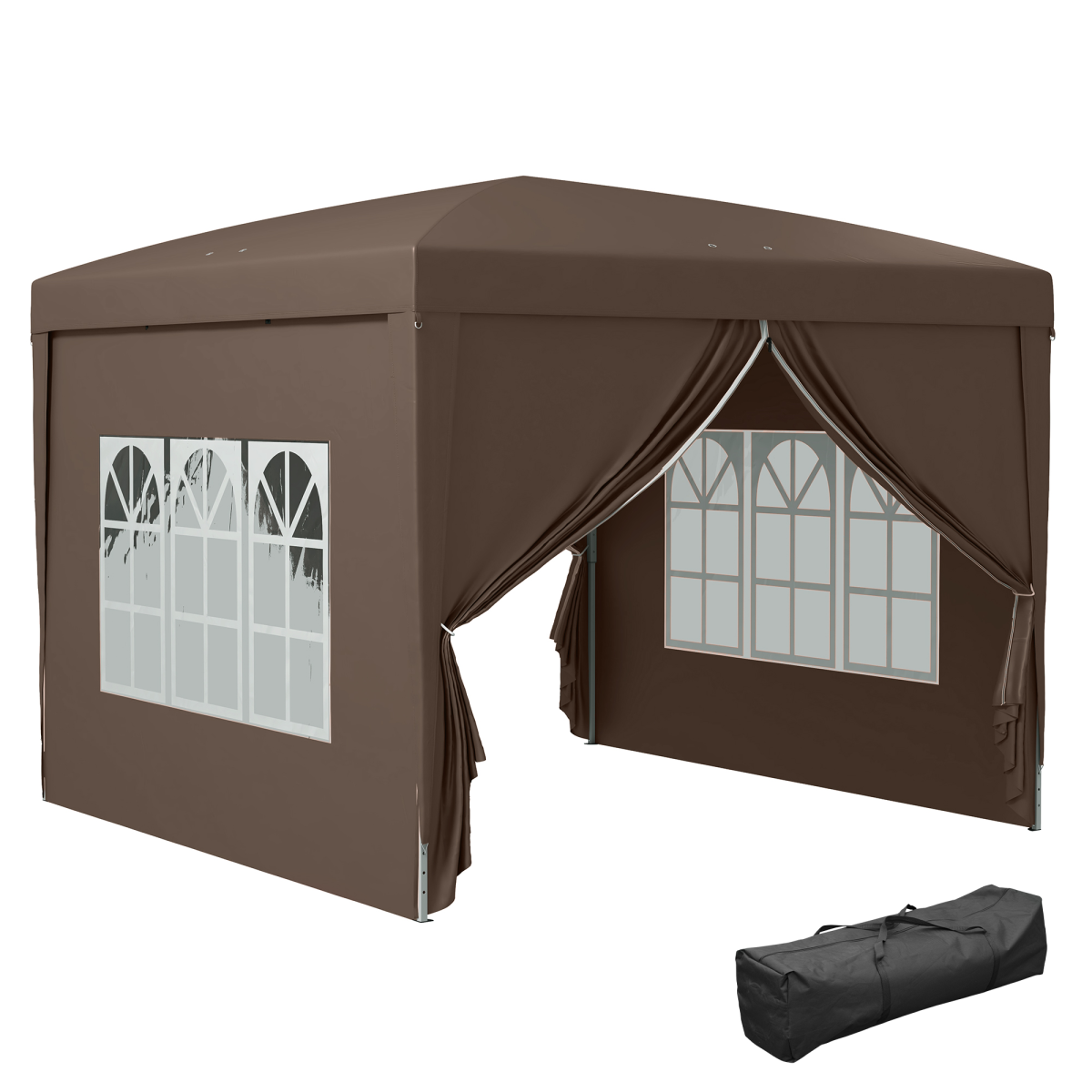 Outsunny 3mx3m Pop Up Gazebo Party Tent Canopy Marquee with Storage Bag Grey