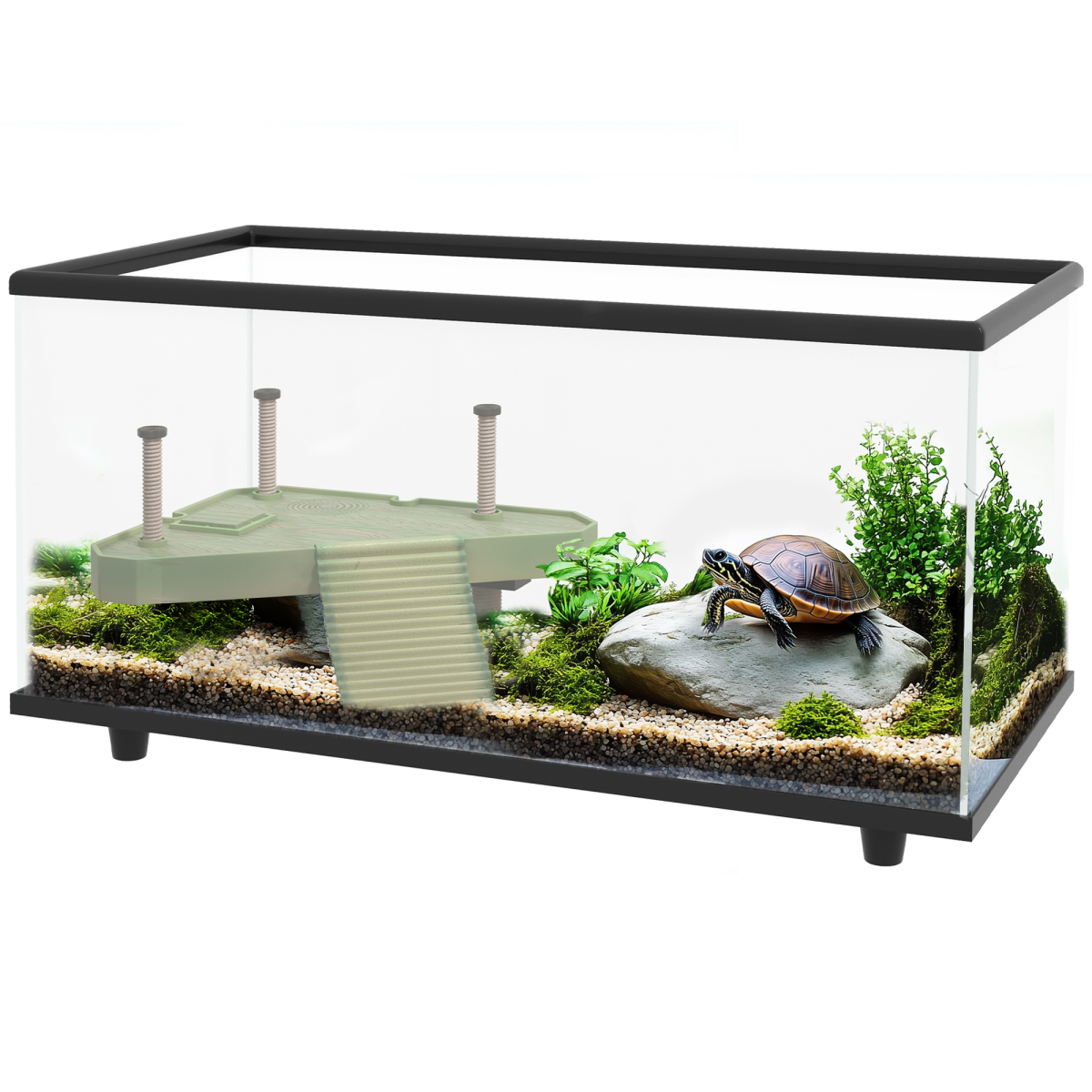 Pawhut Turtle Tank 28l Glass Turtle Aquarium W/ Easy-Drain 45 X 25 X 29cm