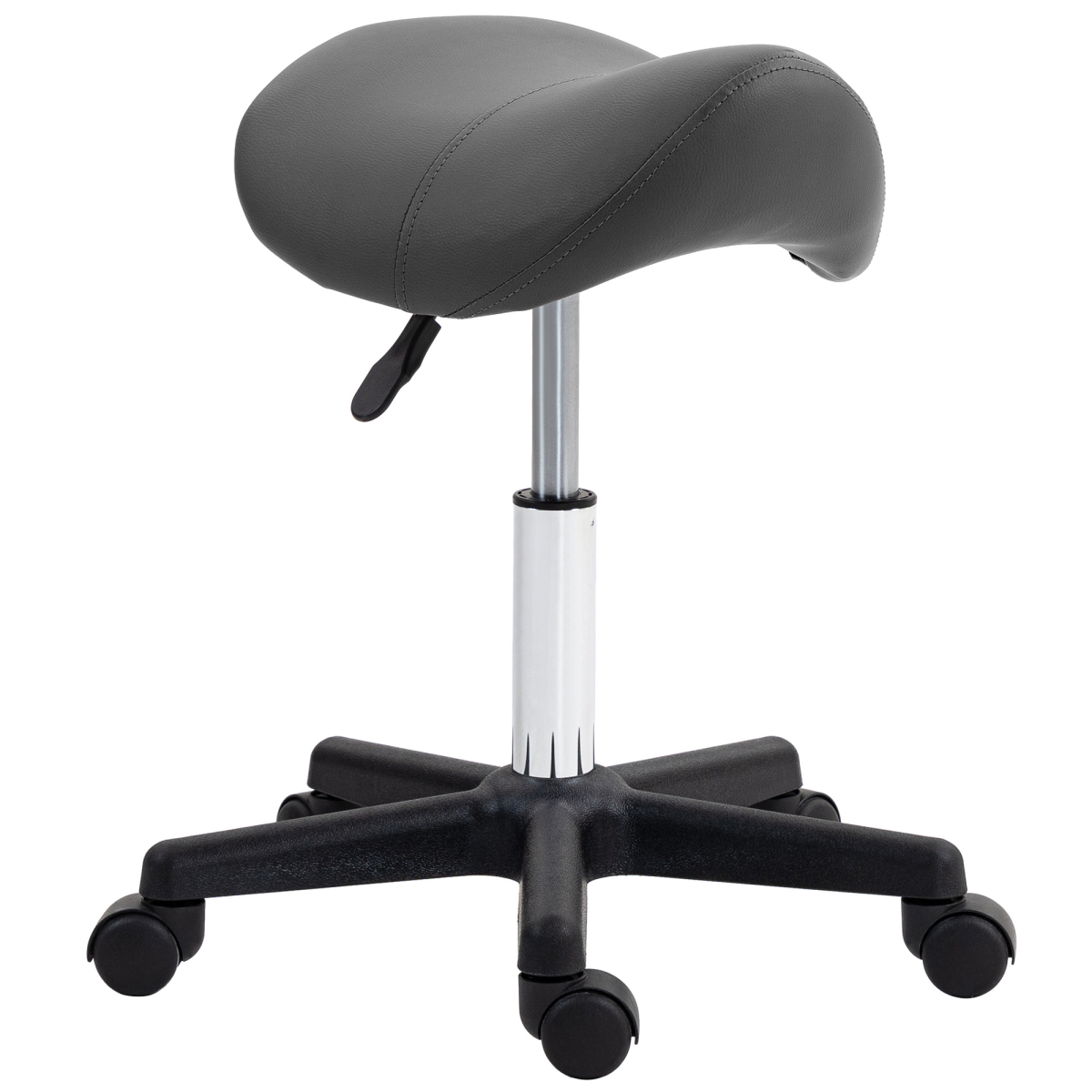 Homcom Saddle Stool Adjustable Rolling Salon Chair For Massage Spa Beauty Grey