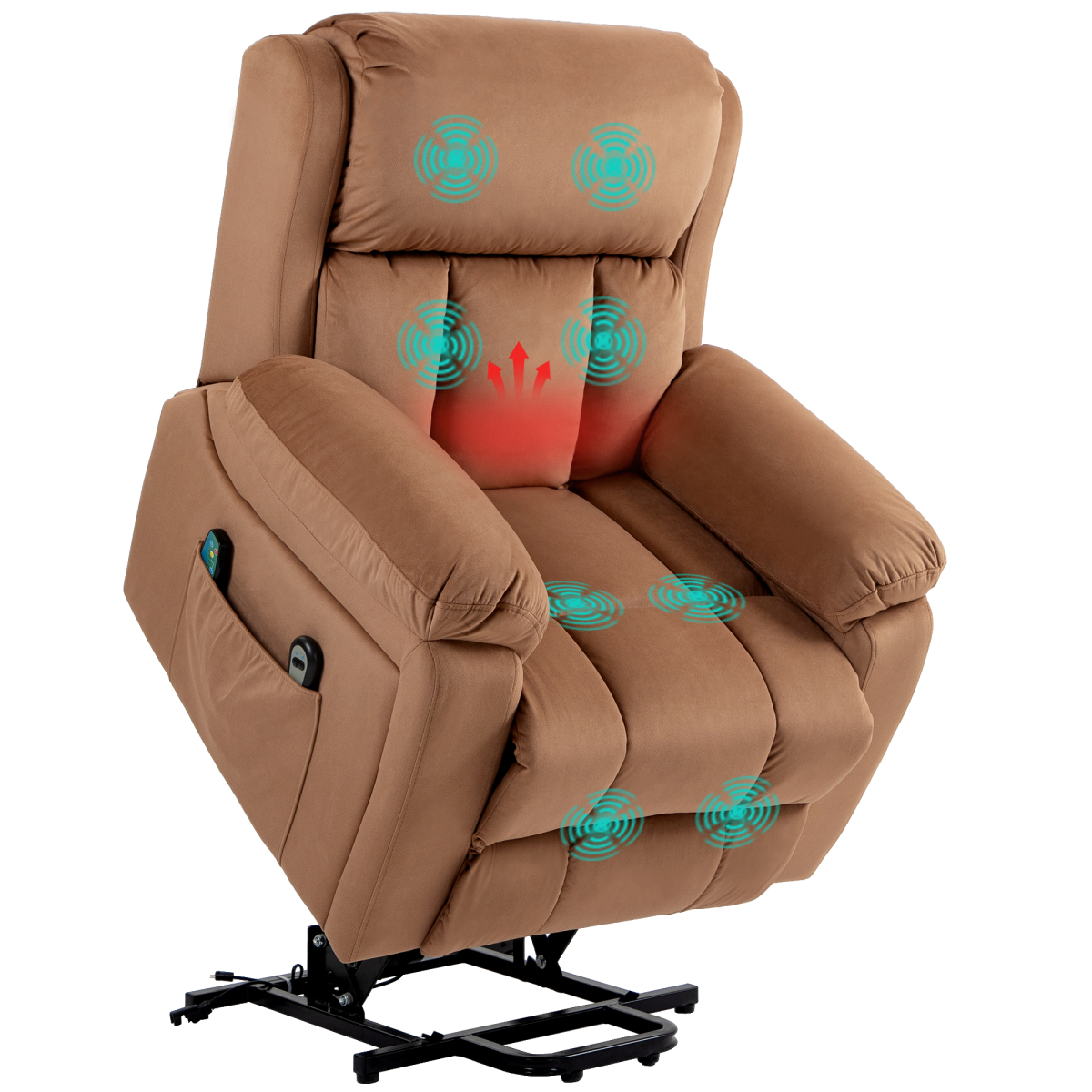 Homcom Lift Chair Riser And Recliner Chair With Vibration Massage, Heat, Brown