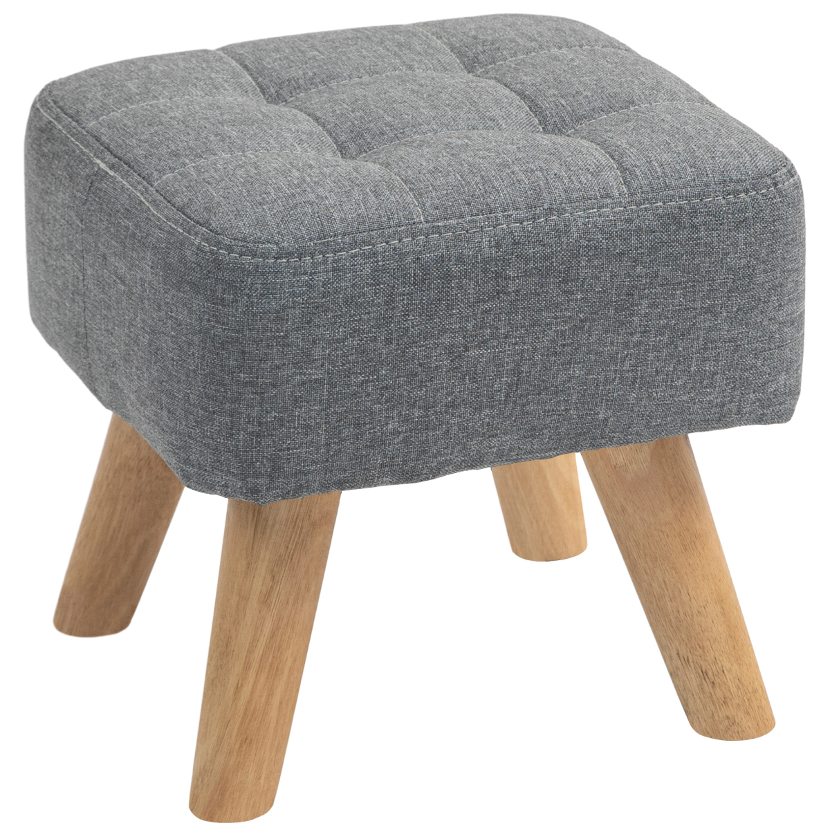 Homcom Modern Footstool, Fabric Foot Rest With Rubber Wood Legs