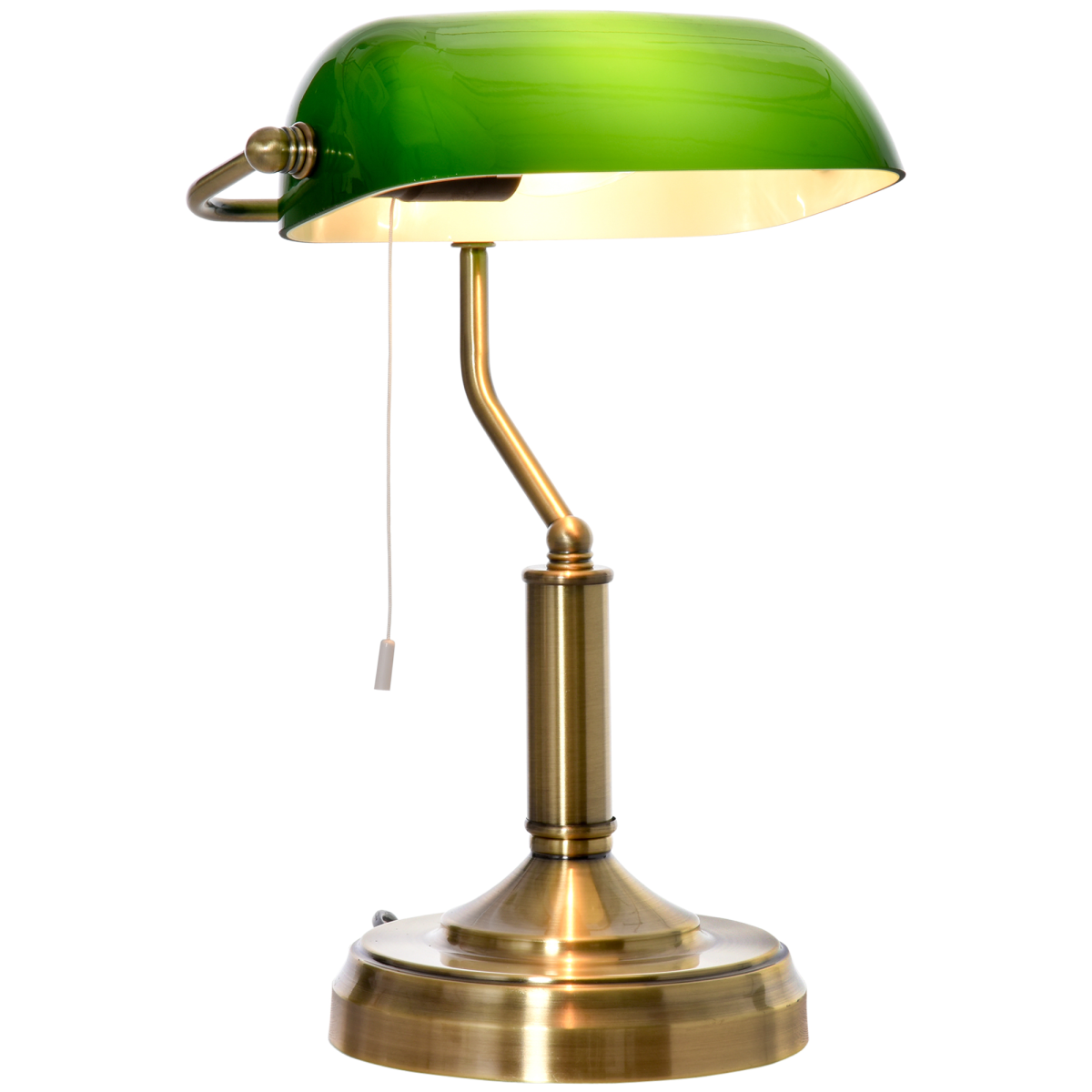 Homcom Banker'S Table Lamp W/ Antique Bronze Tone Base