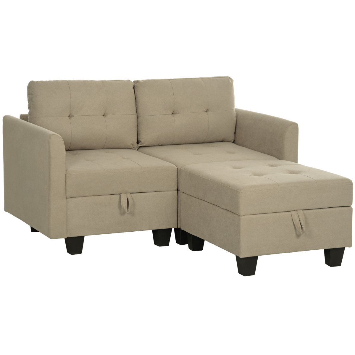 Homcom Modular Sectional Sofa With Storage, 2 Seater Sofa Set