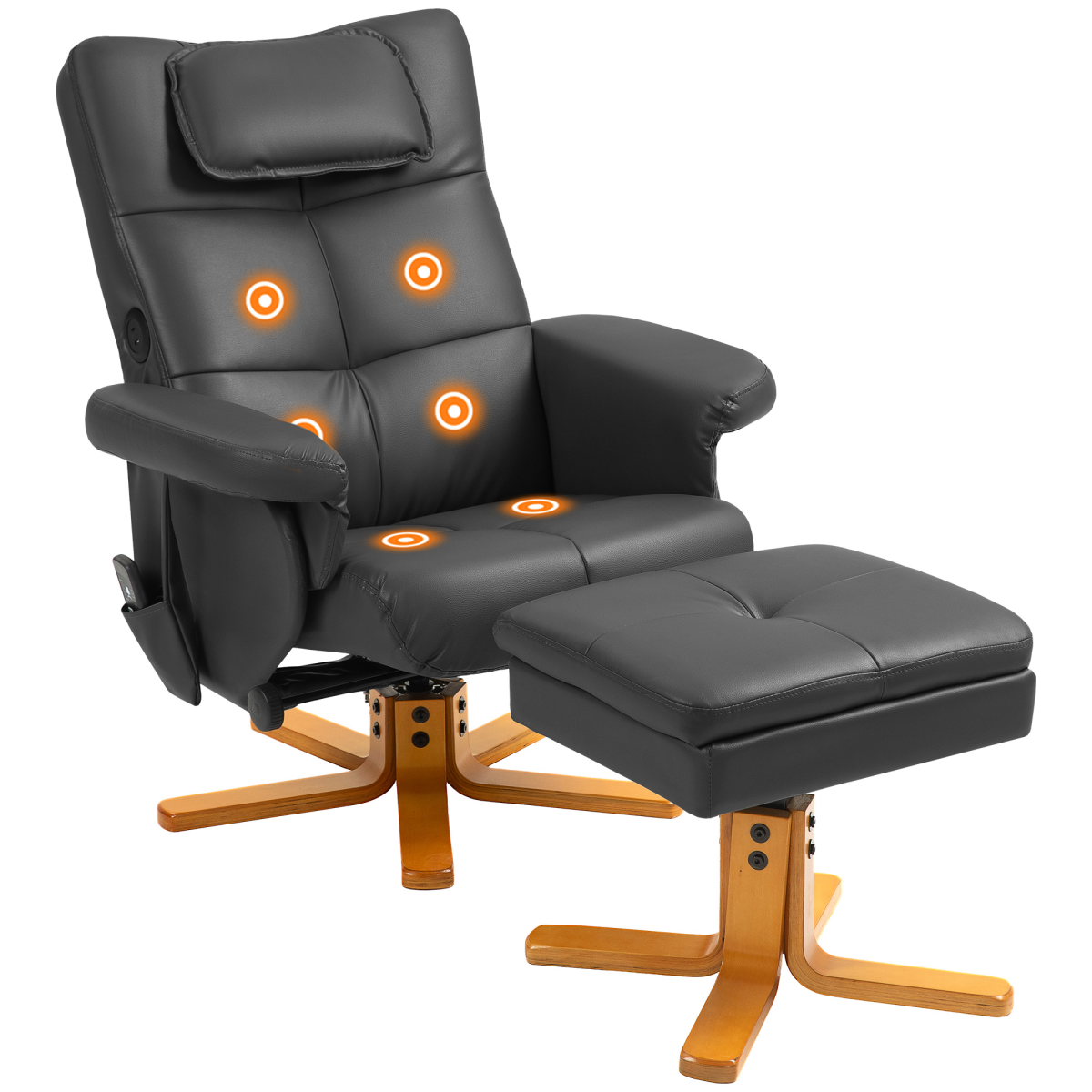 Homcom Massage Recliner Chair With Footstool And Hidden Storage
