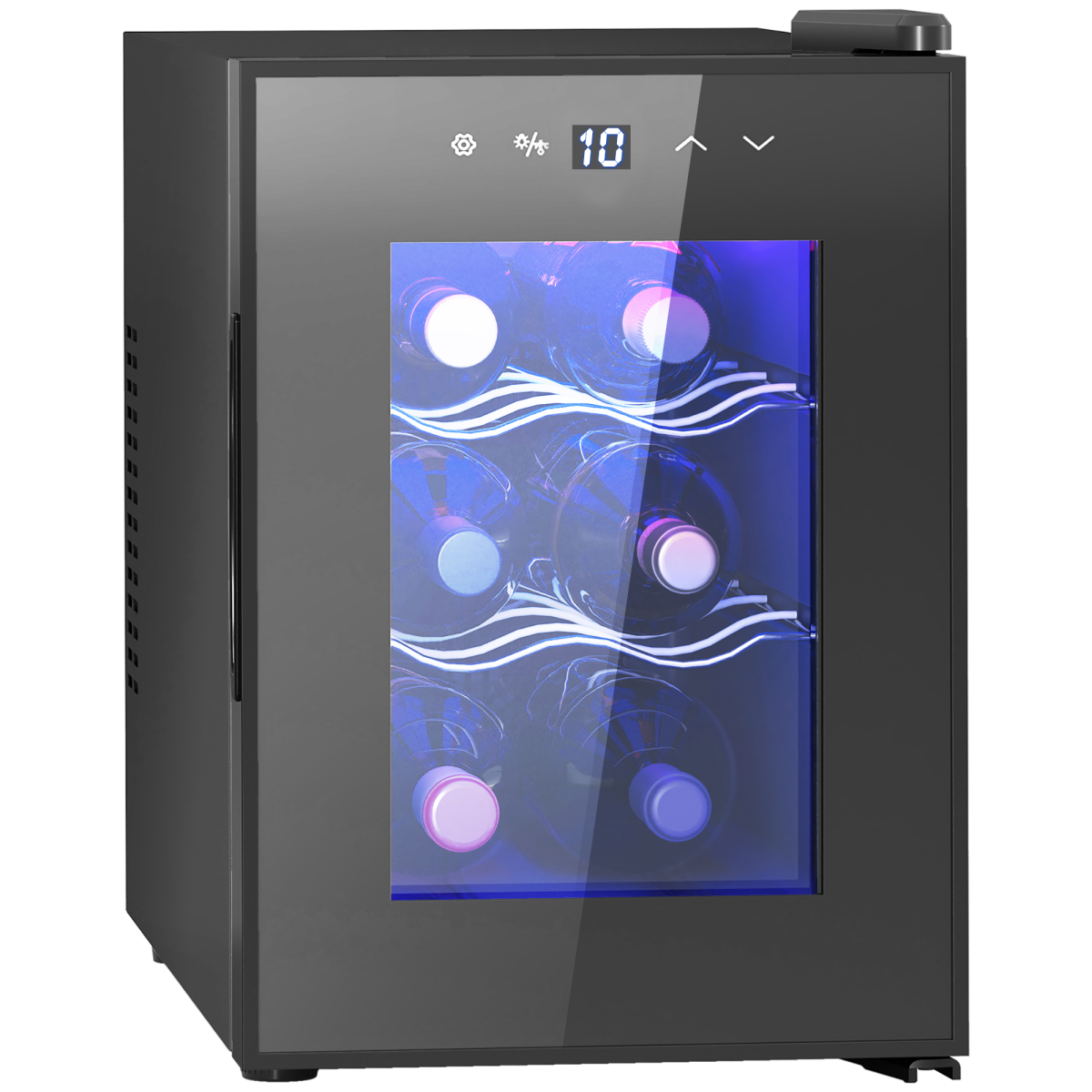 HOMCOM 6 Bottle Mini Fridge - Glass Door, Touch Screen, 8-18℃ Temperature Control