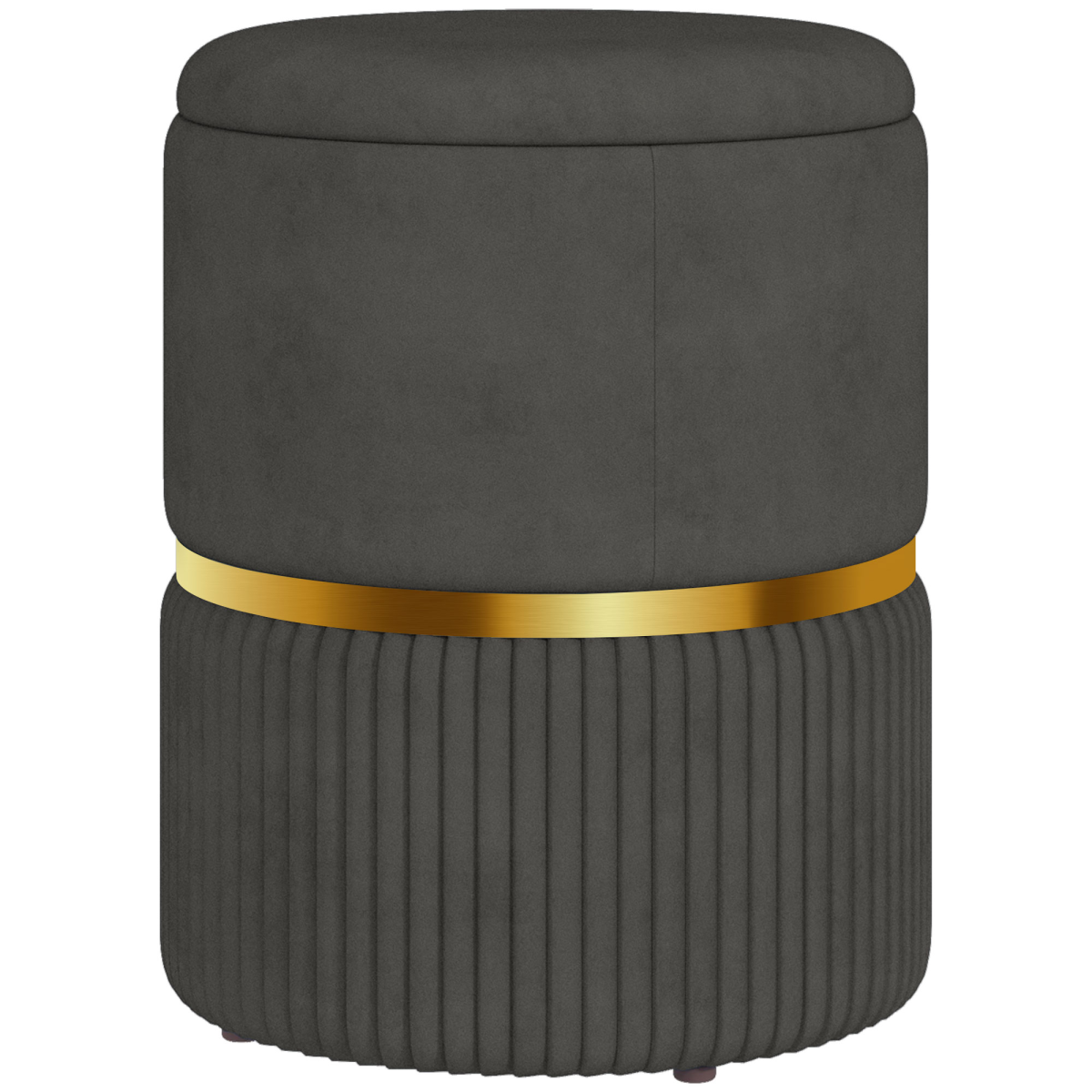 HOMCOM Velvet-Feel Round Storage Pouffe Footstool with Cushioned Top
