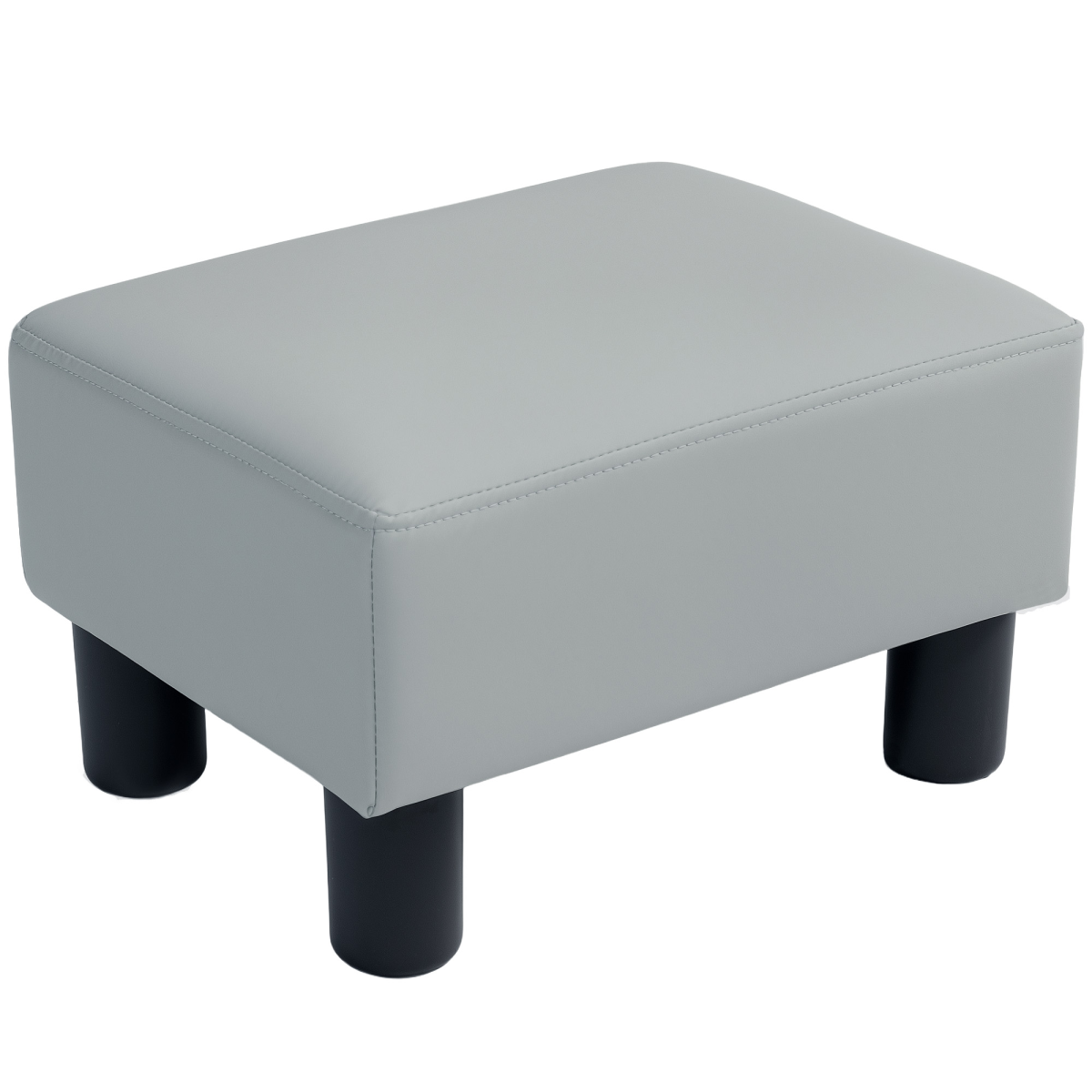 HOMCOM Chic Faux Leather Footstool Small Footrest with 4 Plastic Legs, Grey