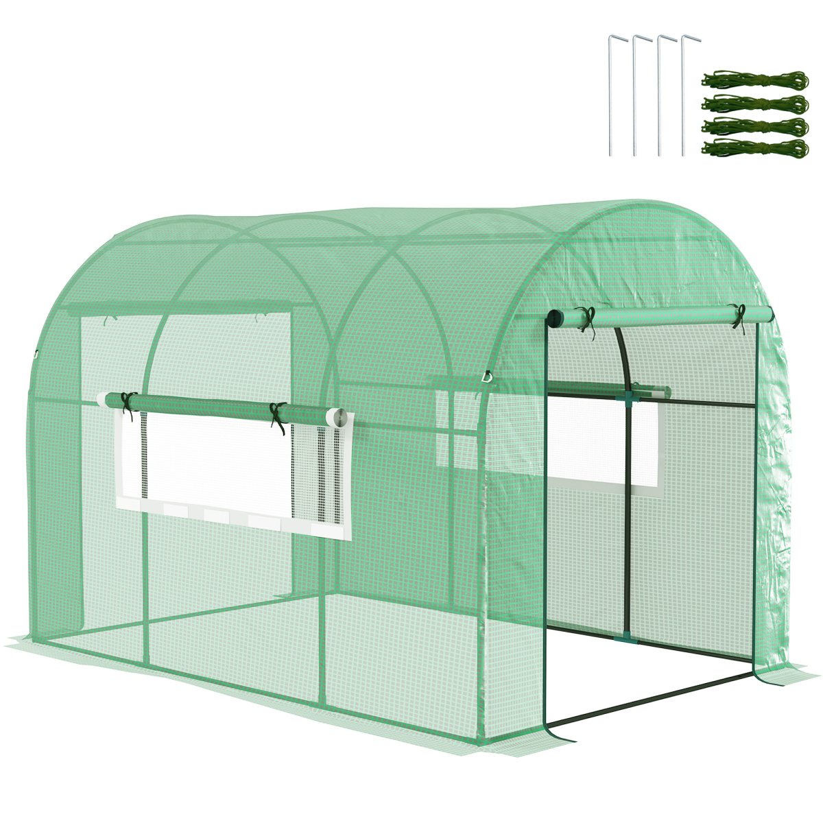 Outsunny 3 x 2 x 2m Polytunnel Greenhouse with Doors and Mesh Windows
