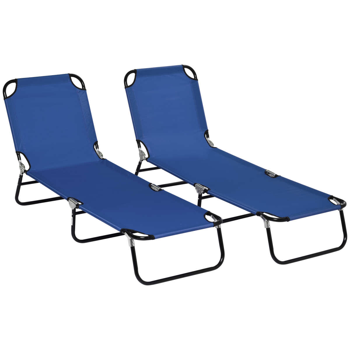 Outsunny Folding Sun Loungers Set of 2 with Adjustable Backrest