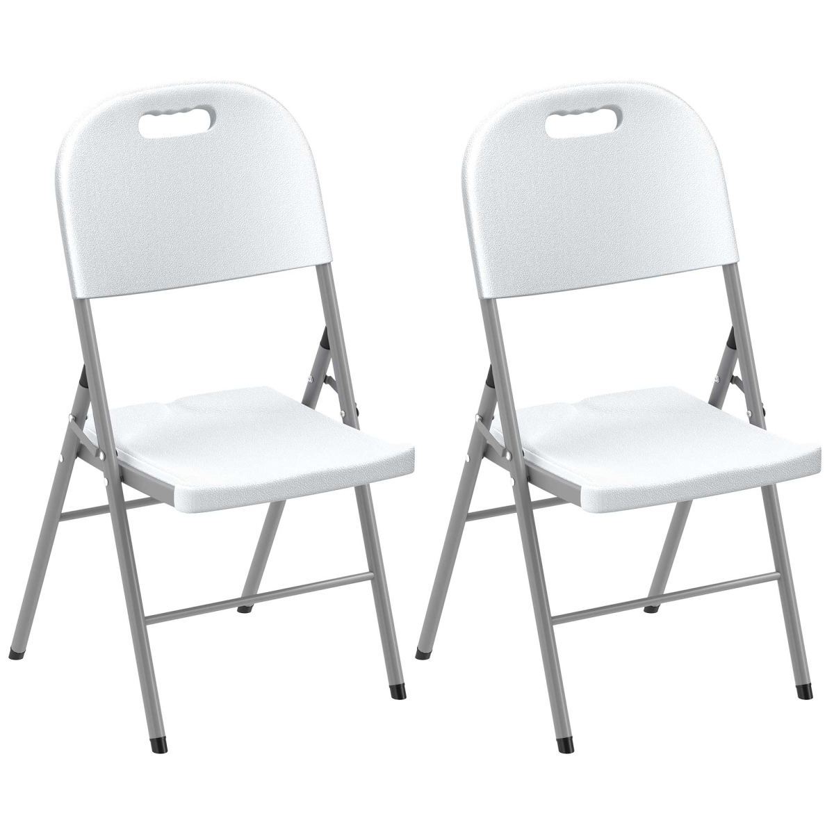 Outsunny 2pcs Folding Chair With Steel Frame, Garden Chair Set
