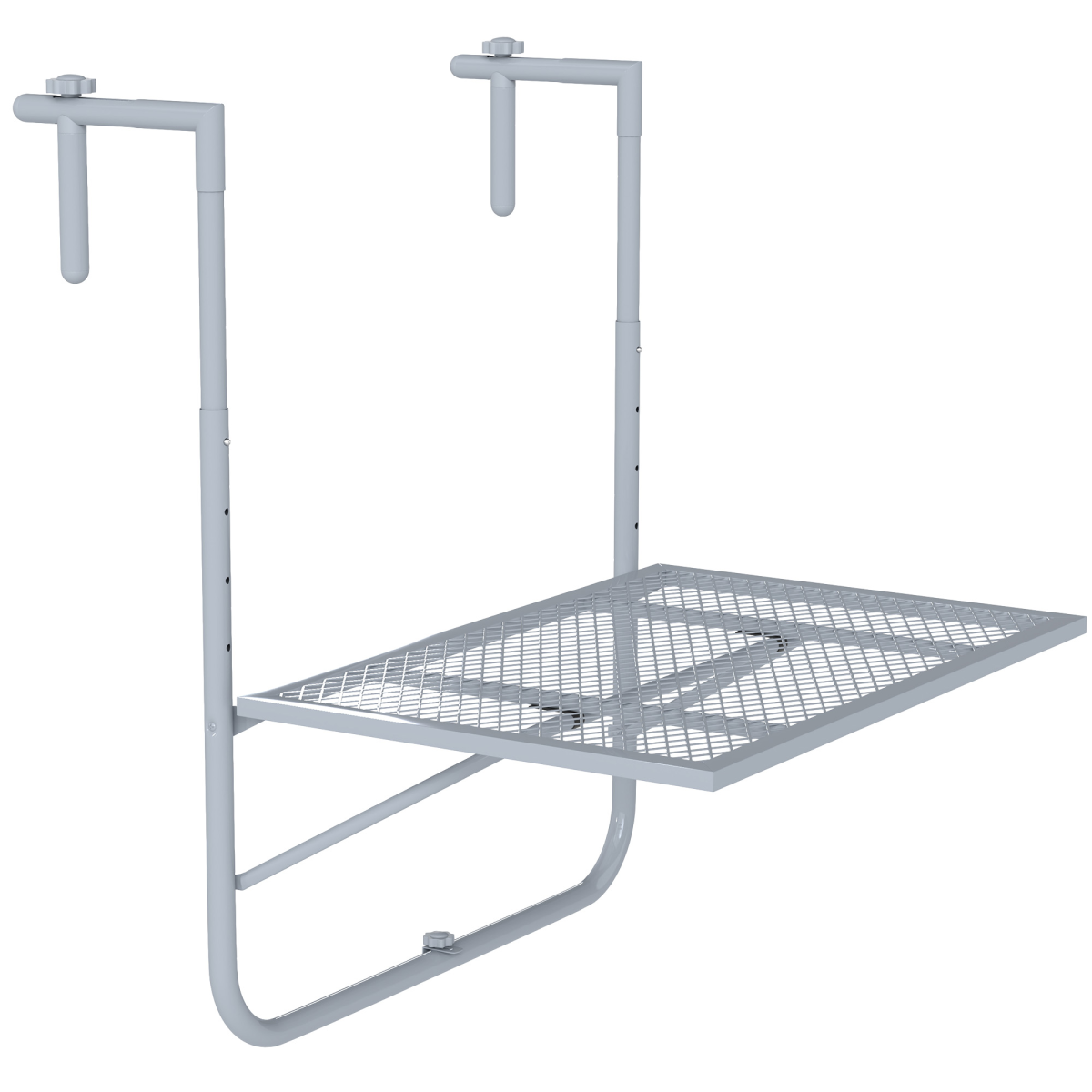 Outsunny Balcony Hanging Table Wall Mount Adjustable Folding Desk Patio Grey