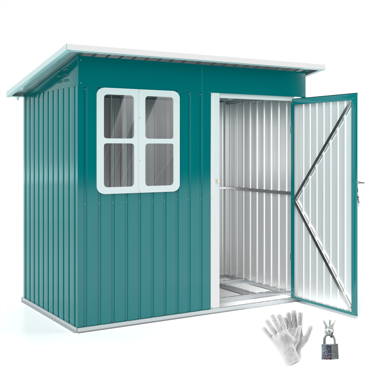Galvanised Steel Garden Shed - Large Window & Ventilation - 2.55m² Storage