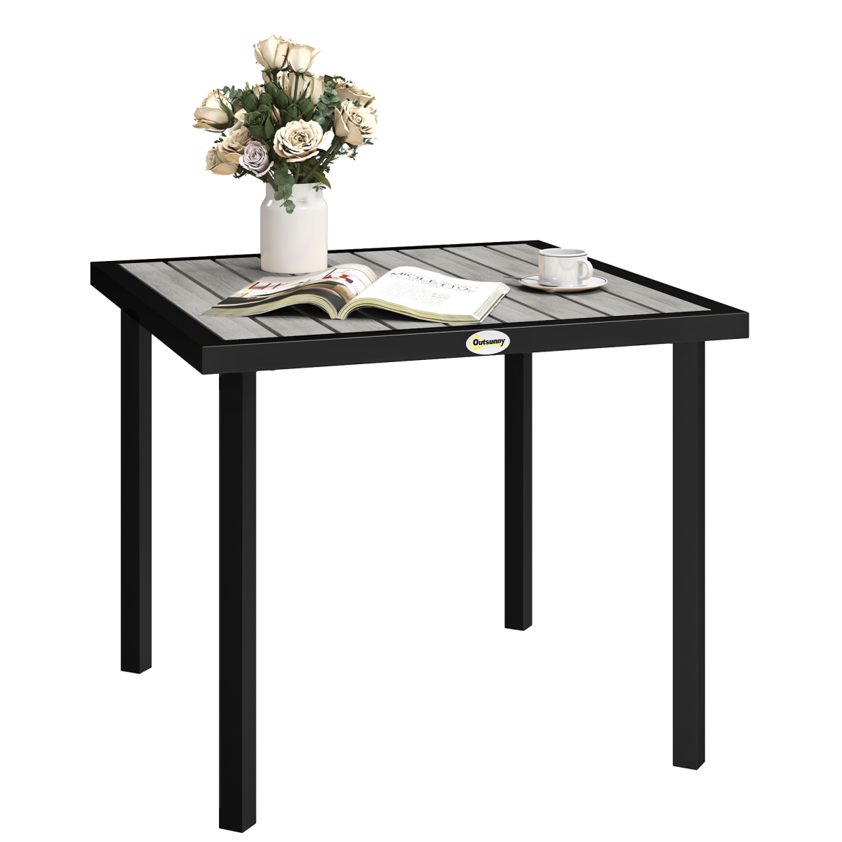 Outsunny Garden Table For 4 Person With 5.4cm Parasol Hole