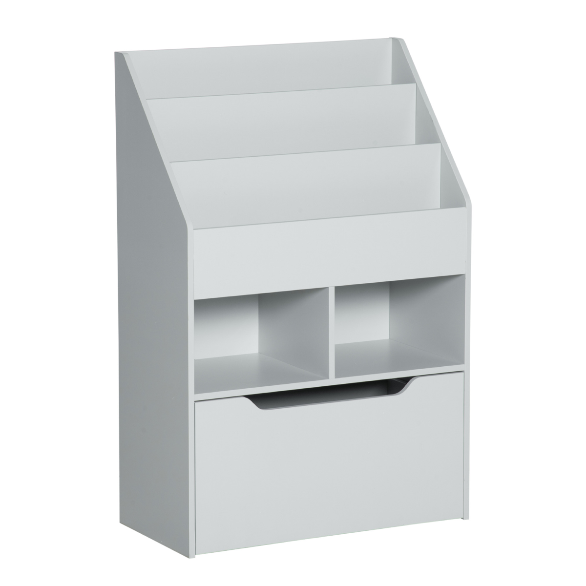 HOMCOM Kids Bookcase & Toy Box with Storage Drawer and Wheels - Bedroom Organisation