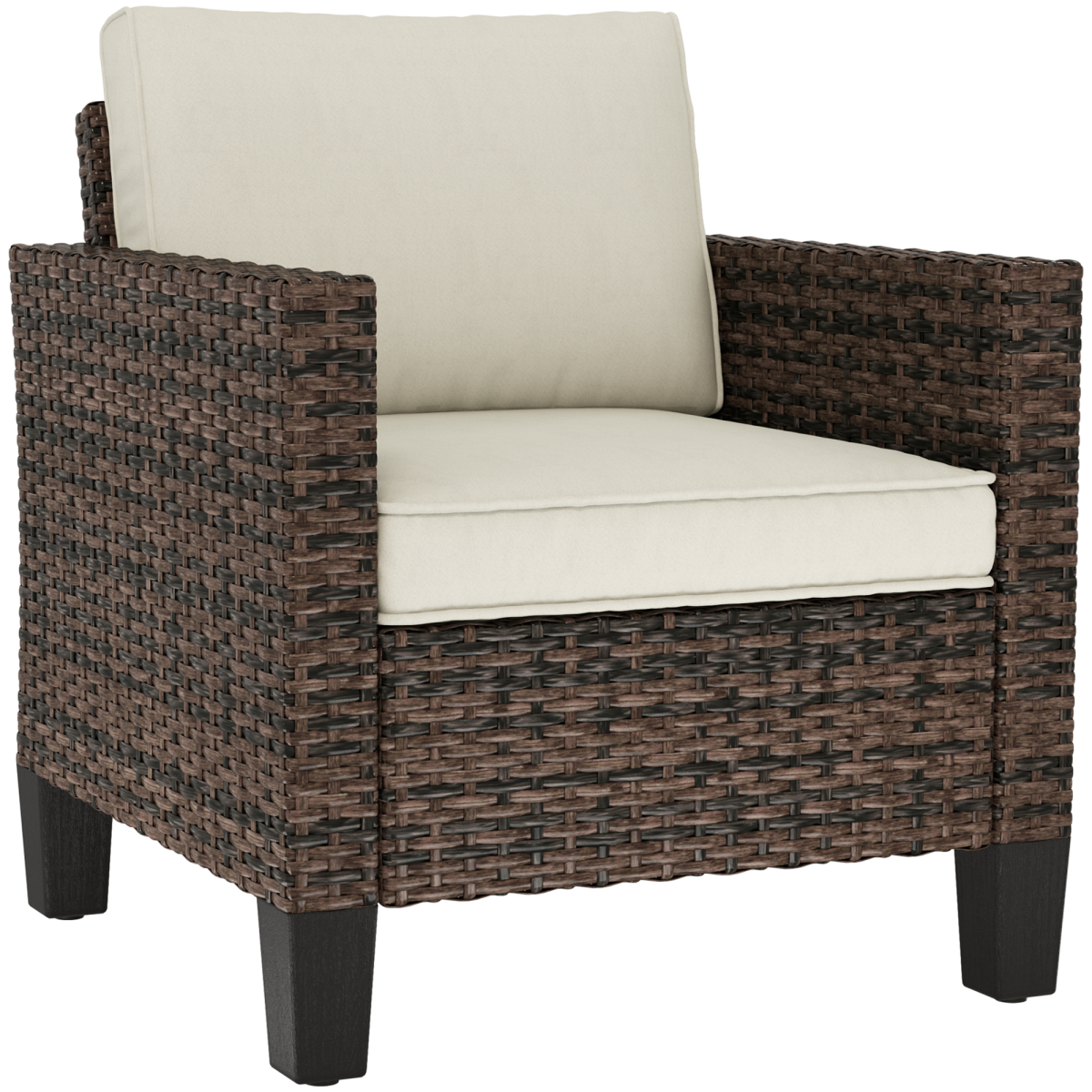 Outsunny Single Rattan Chair, Garden Armchair With Cushions