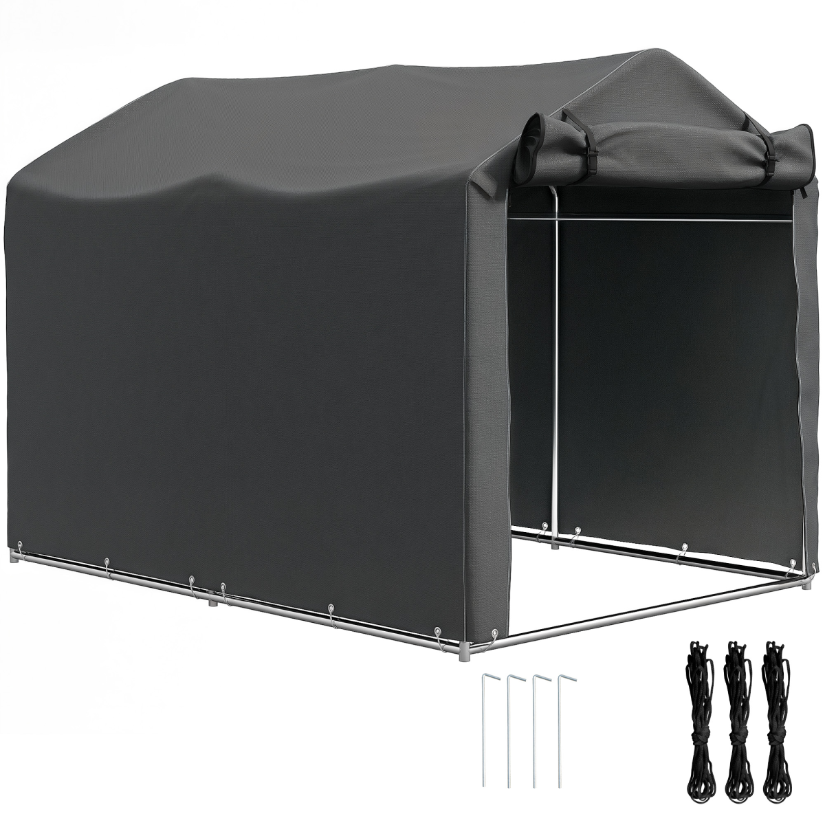 Outsunny Garden Tool Storage Shed With Roll-Up Zipper Door