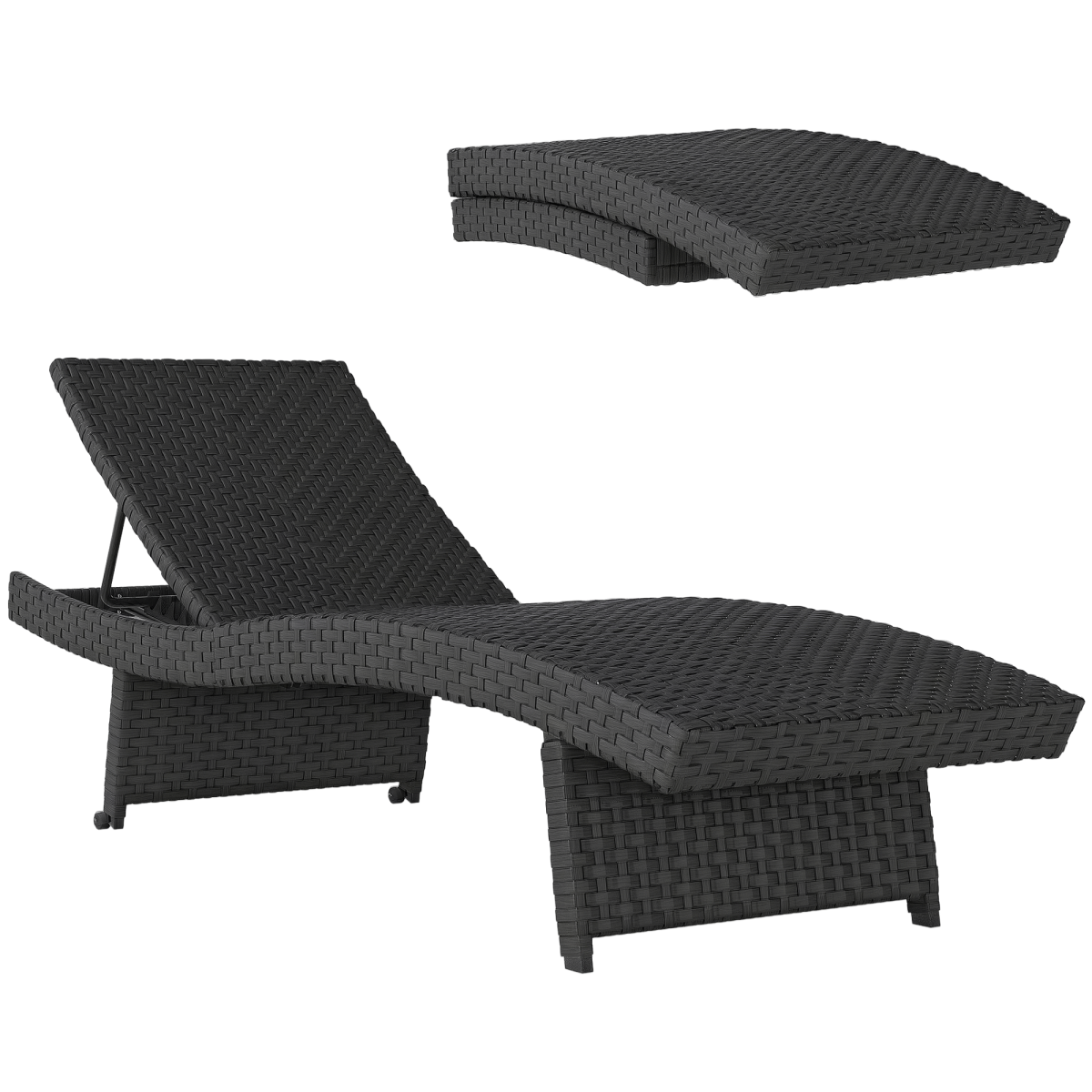 Outsunny PE Rattan Sun Lounger with 4-Level Adjustable Backrest