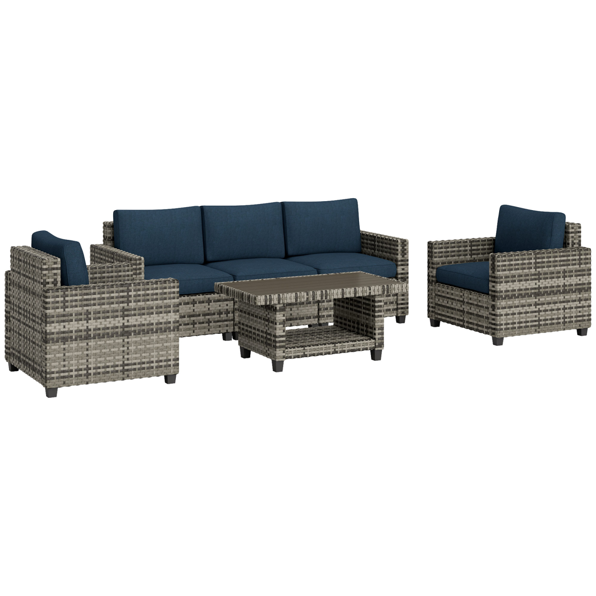 Outsunny 5 Seater Wicker Outdoor Furniture Set For Balcony