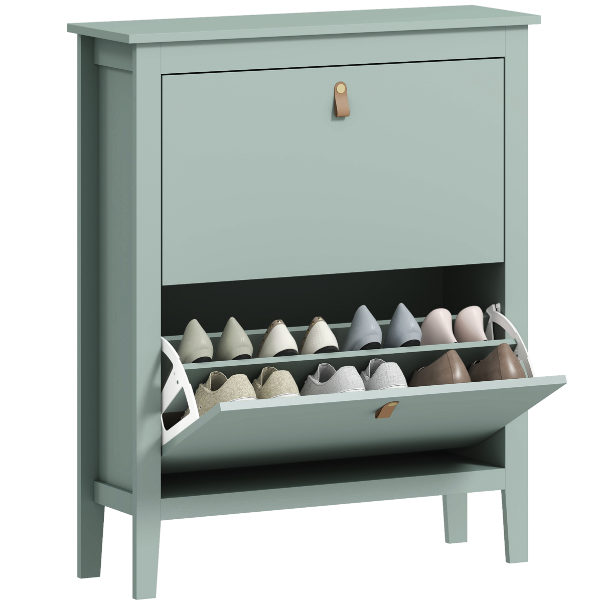 Homcom 2 Drawer Shoe Cabinet With Flip Doors For Hallway, Entryway
