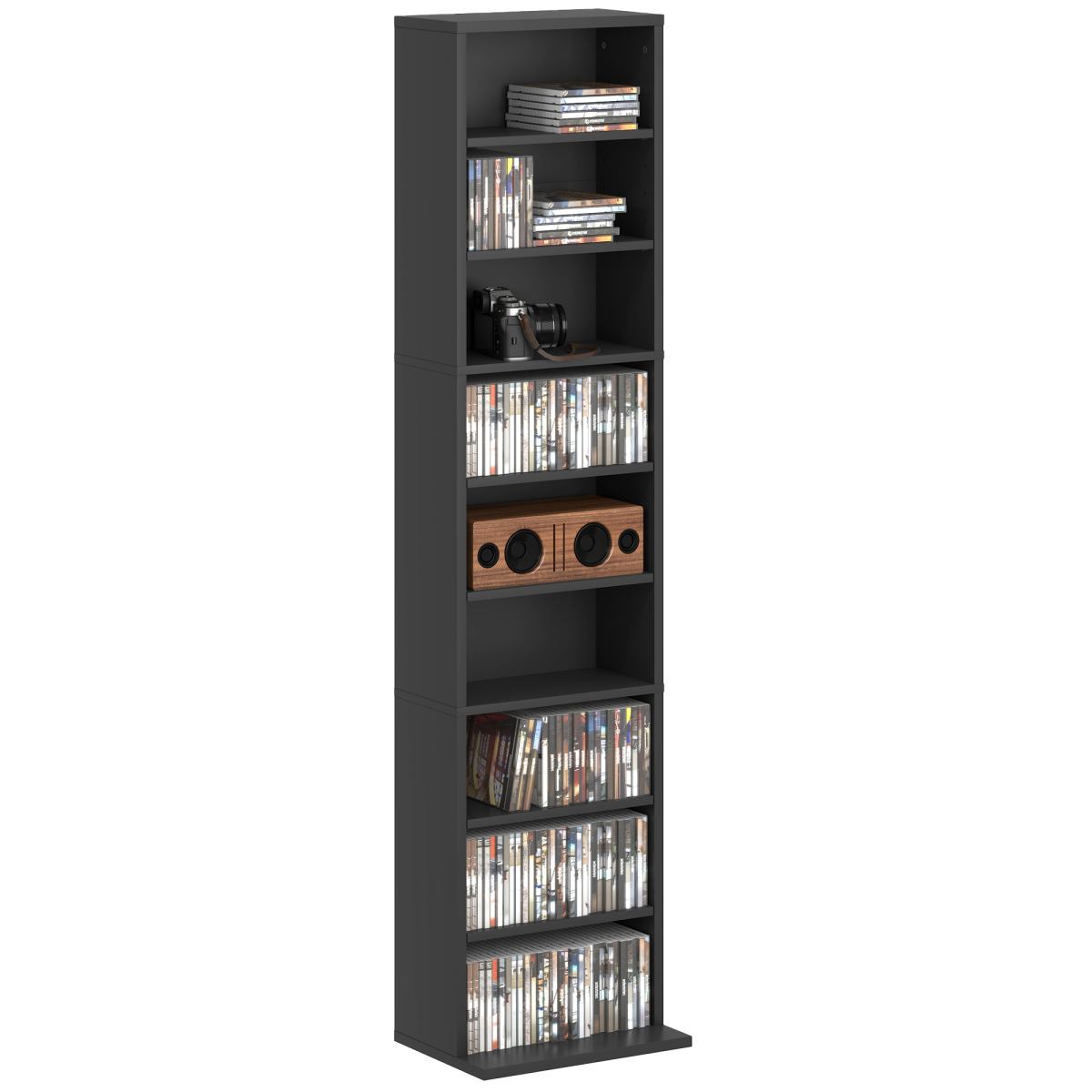 Homcom 260 Cd Storage Unit 120 Dvd Storage Tower With 9 Compartments