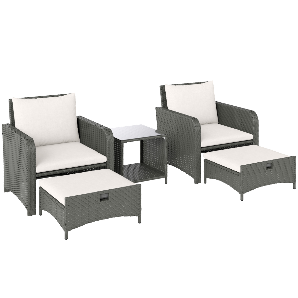 Outsunny Wicker Patio Conversation Set With 2 Armchairs And 6 Cushions