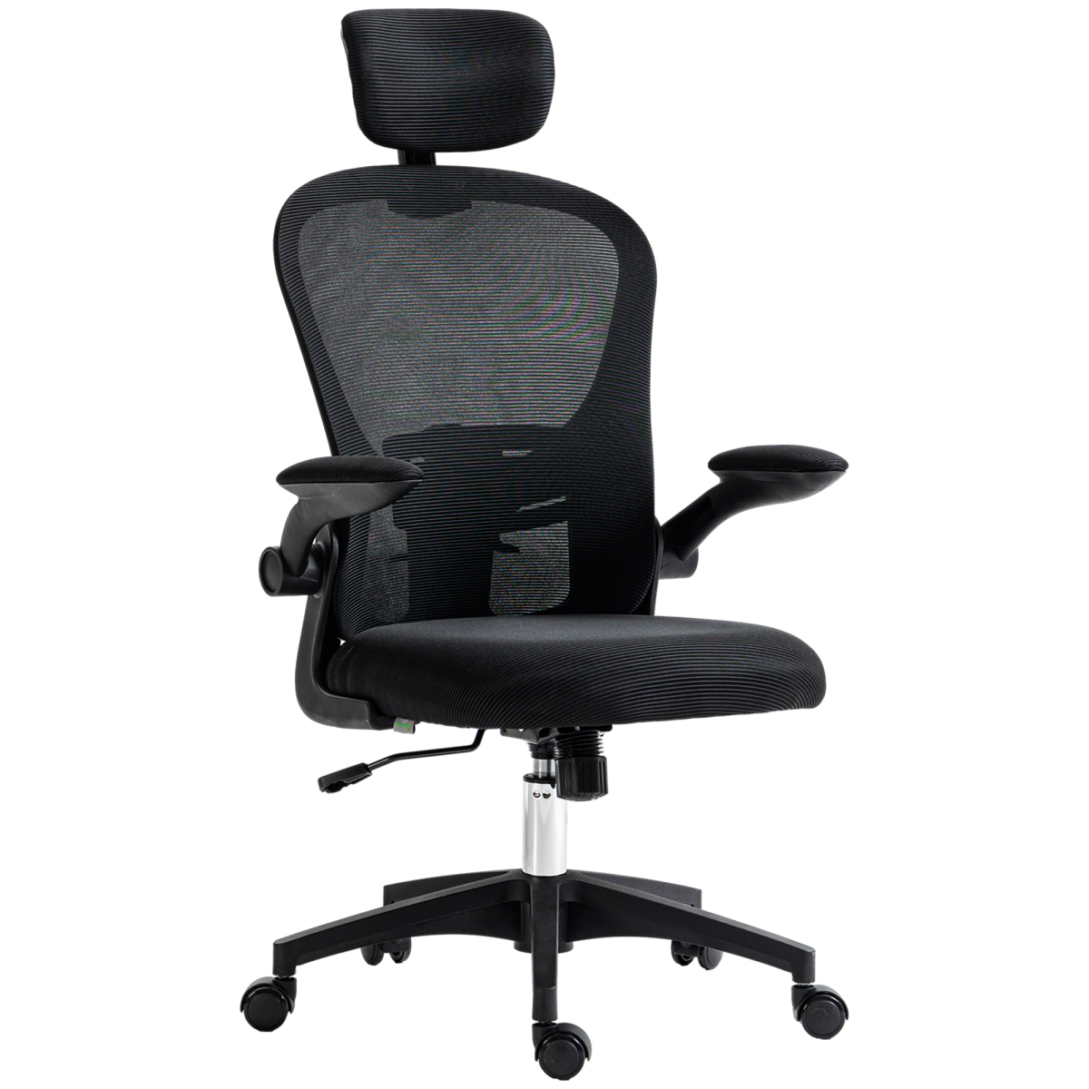 Vinsetto Mesh Chair With Headrest, 4d Lumbar Support, Flip-Up Arm