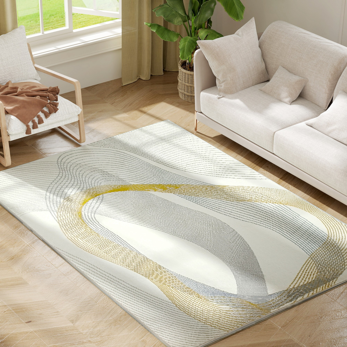 Homcom Machine Washable Rug, Allergy-Friendly Floor Carpet
