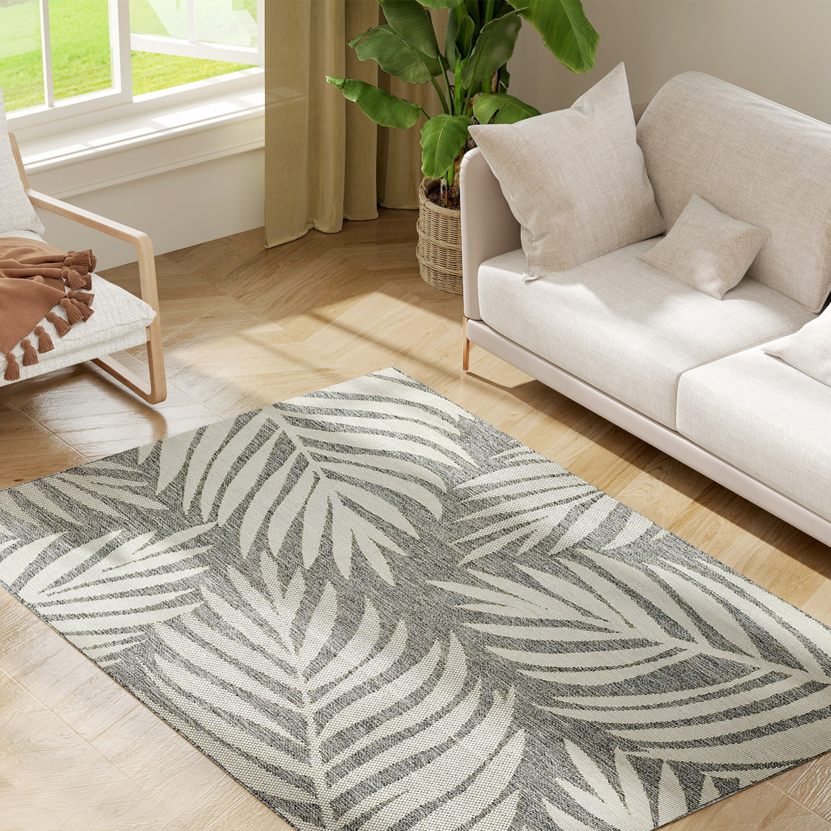 Homcom Easy-Cleaning Machine Washable Rug For Patio, Garden