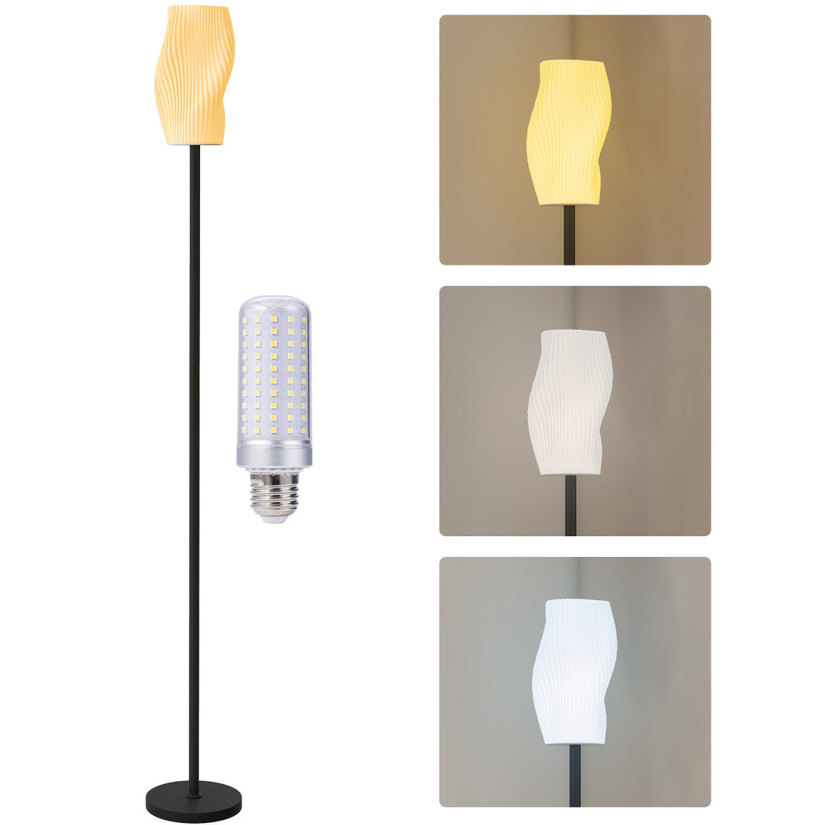 HOMCOM 3D Printed Standing Lamp with Shade, 3 Colour Temperature