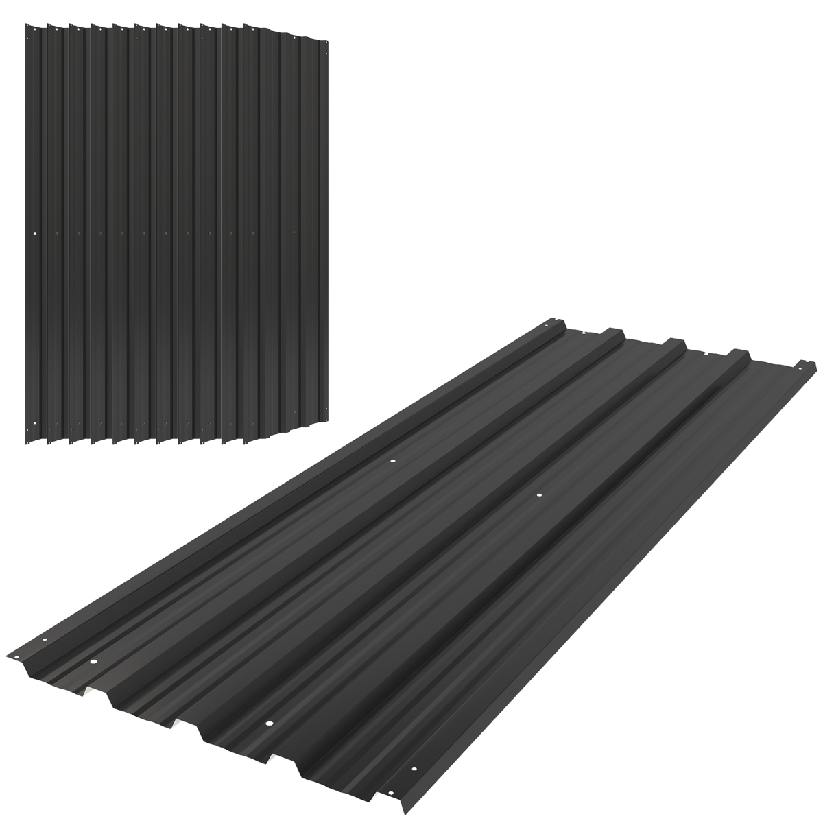 Outsunny Pack Of 12 Metal Roofing Sheets For Greenhouse, Black