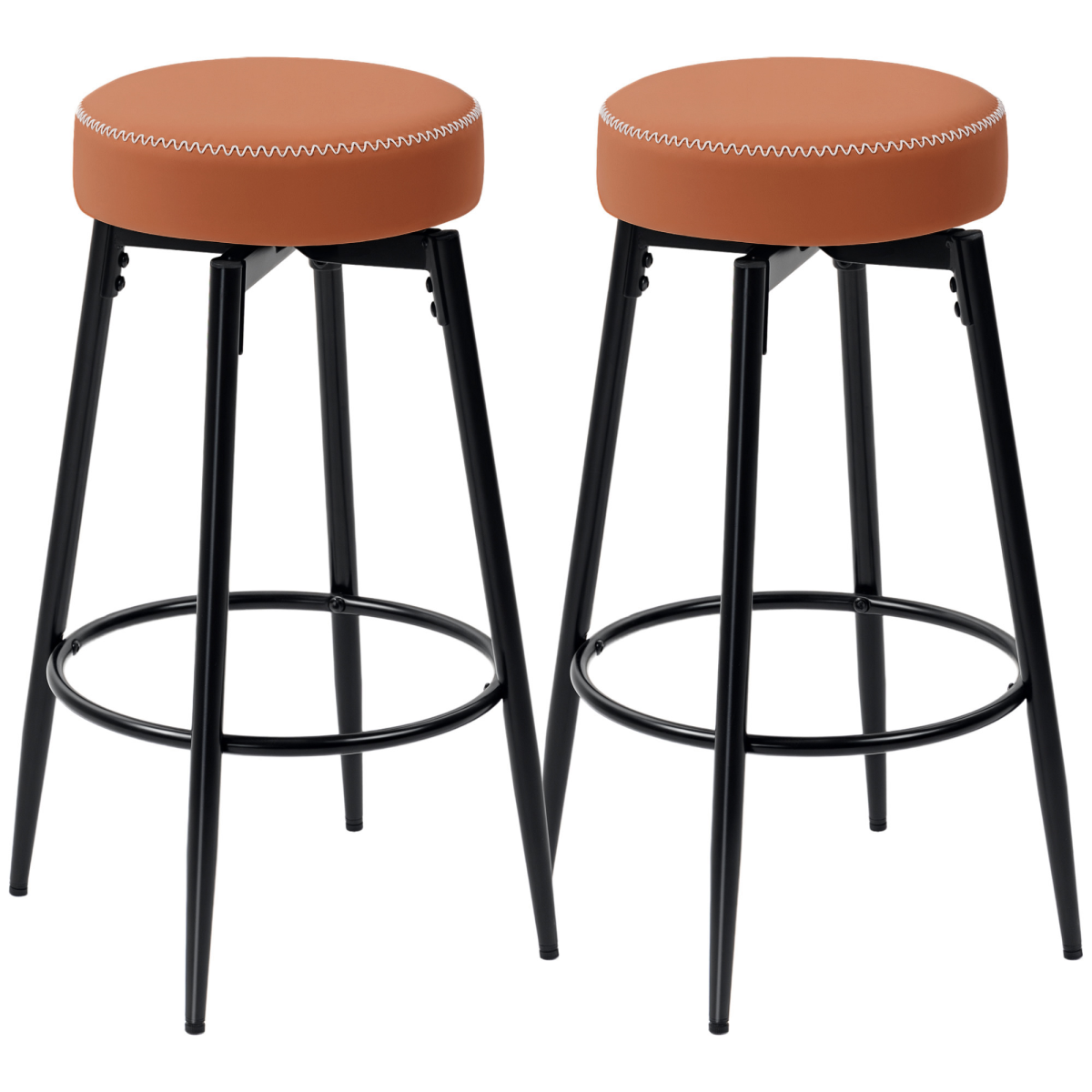 Homcom 360° Swivel Bar Stools Set Of 2, Pu Leather Barstools With Footrest